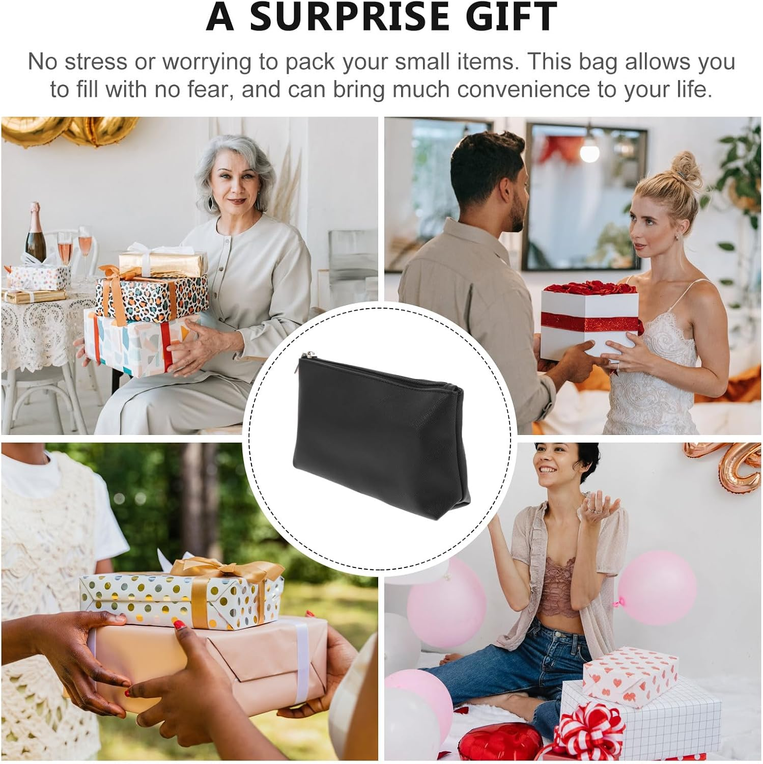 WATIIFUFU Portable Makeup Brush Storage Bag PU Leather Cosmetic Pouch Medium Travel Makeup Organizer Purple Coin Purse for Women