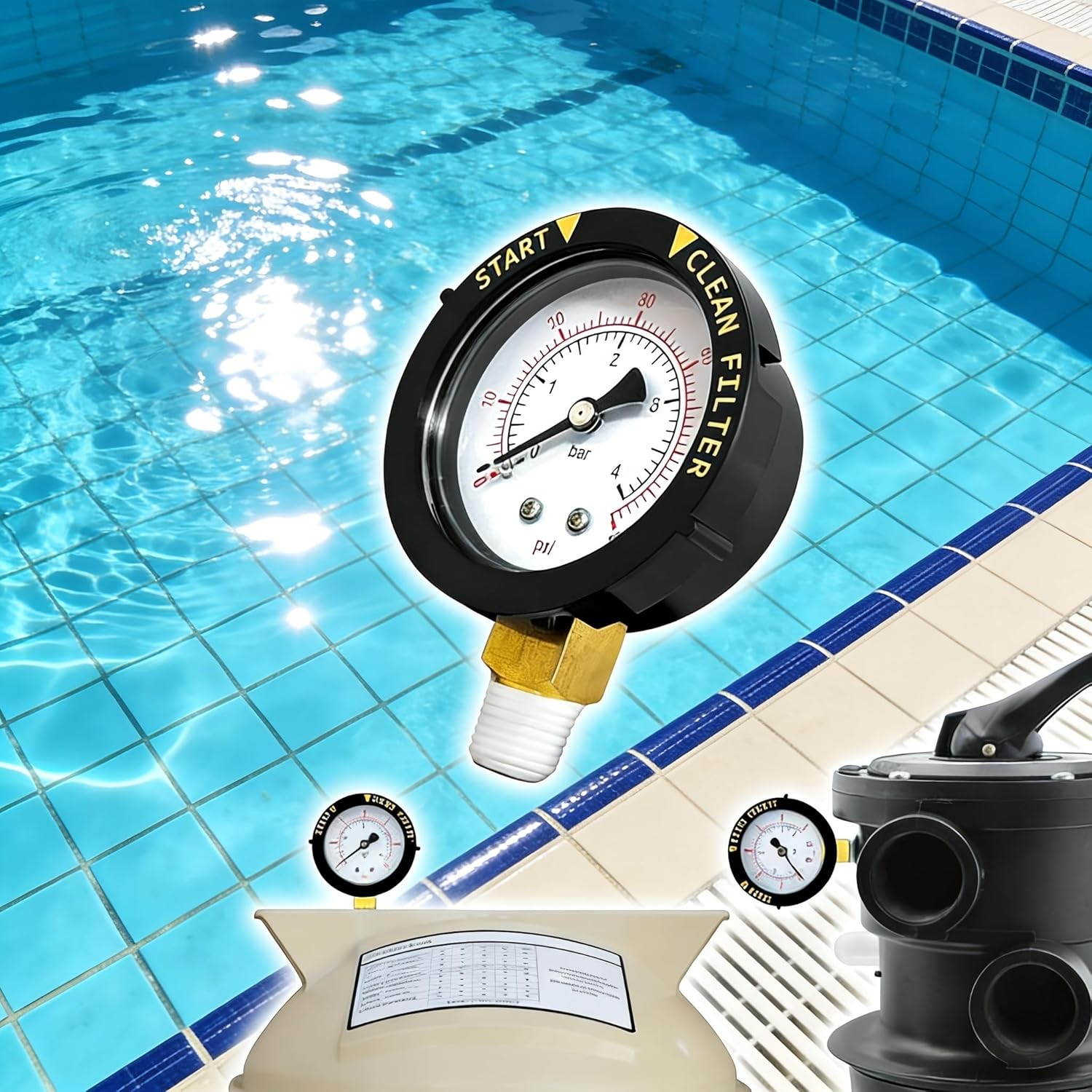 ROHOPE 190058 Compact Pressure Gauge 0-60 with 1/4&rdquo; NPT Bottom Mount Replacement for Pentair,For Hayward Pool & Spa Filters &ndash; Fits Clean & Clear, Warrior, Easyclean, Triton C-3 image number 3