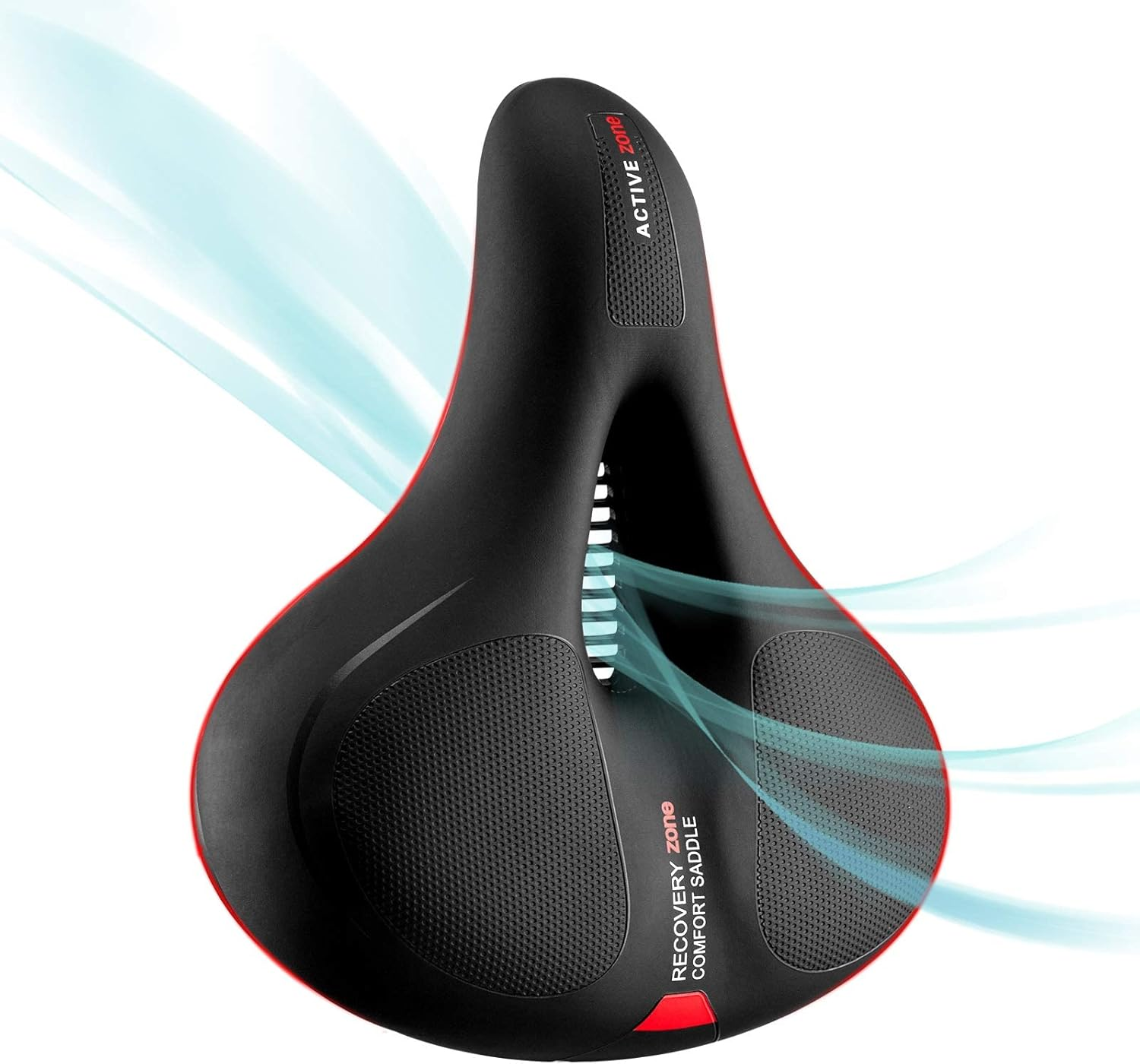 ROCKBROS Comfortable Bike Seat Bicycle Saddle for Men Women Waterproof Wide Soft Bike Cushion Dual Shock Absorbing Bike Accessories Fit for Mountain Road Bike with Reflective Strip Reflective Strip image number 3