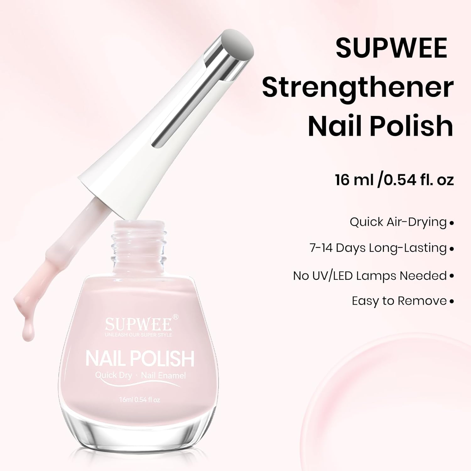 16Ml Nail Strengthener Multifunctional Quick Dry Nail Polish Nail Hardener and Repair and Growth Nails Care for Thin and Damaged Nails Manicure Salon Home - Nude- U044 image number 2