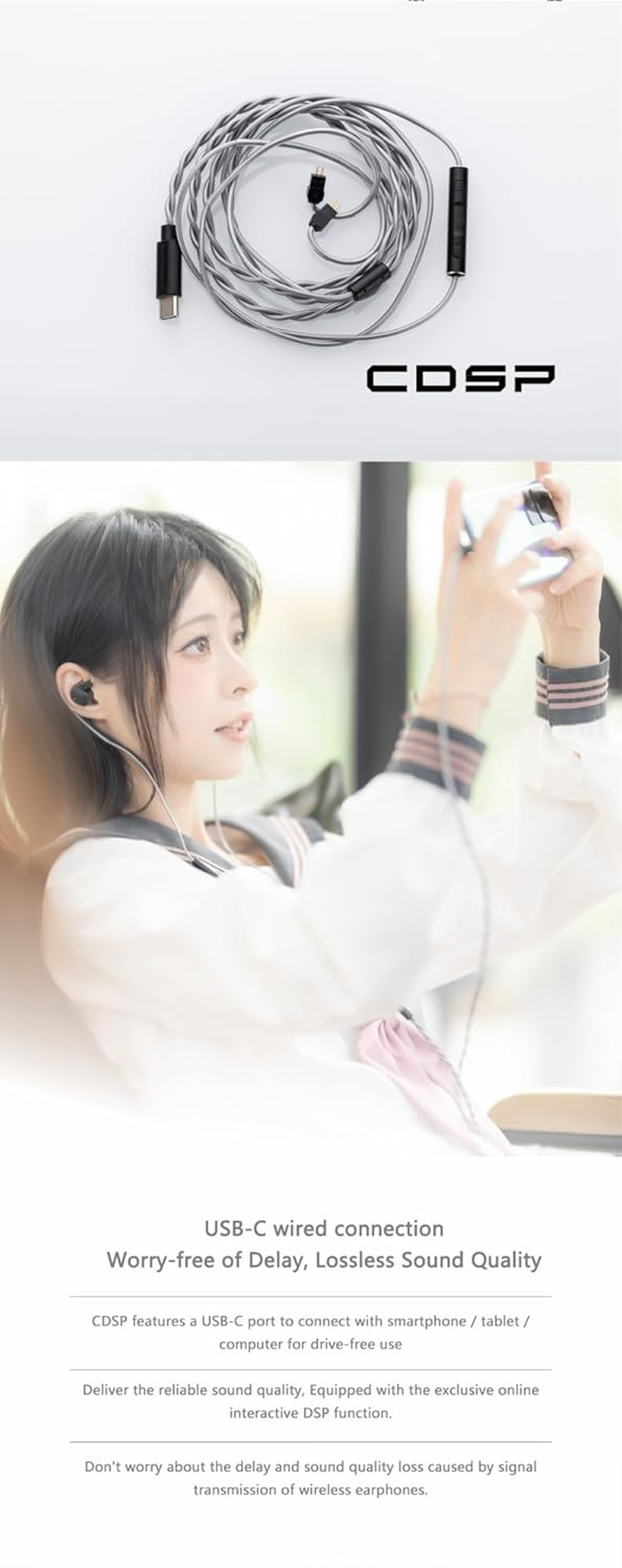 Moondrop CDSP New Online Interactive DSP USB-C Earphone Upgrade Cable for Portable Wired Hifi Earphone image number 4