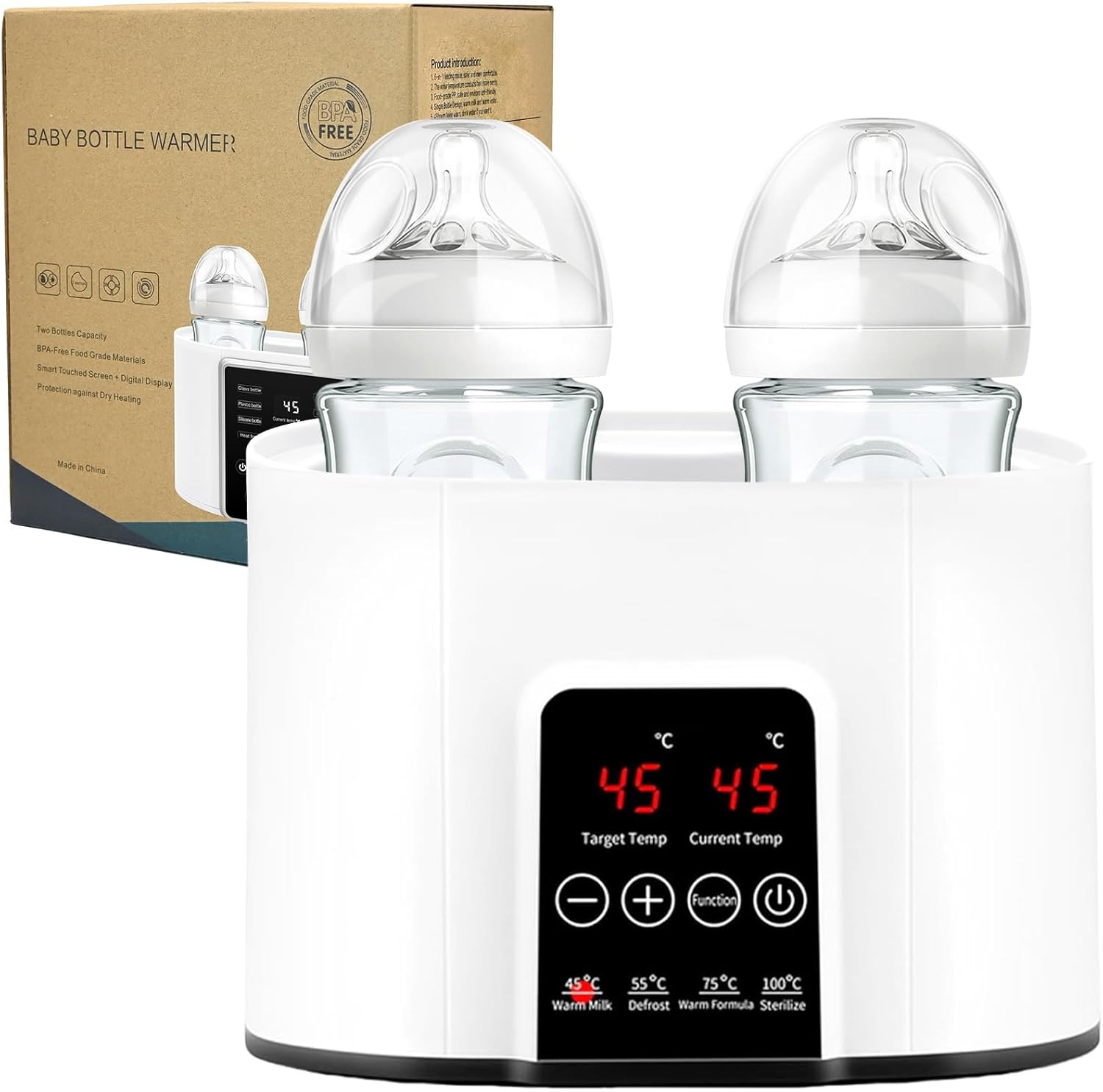 Multifunction Baby Bottle Warmer with Accurate Temperature Control, Constant Heat Milk Warmer for Breast Milk & Formula, Adjustable Heating, Easy & Safe to Use