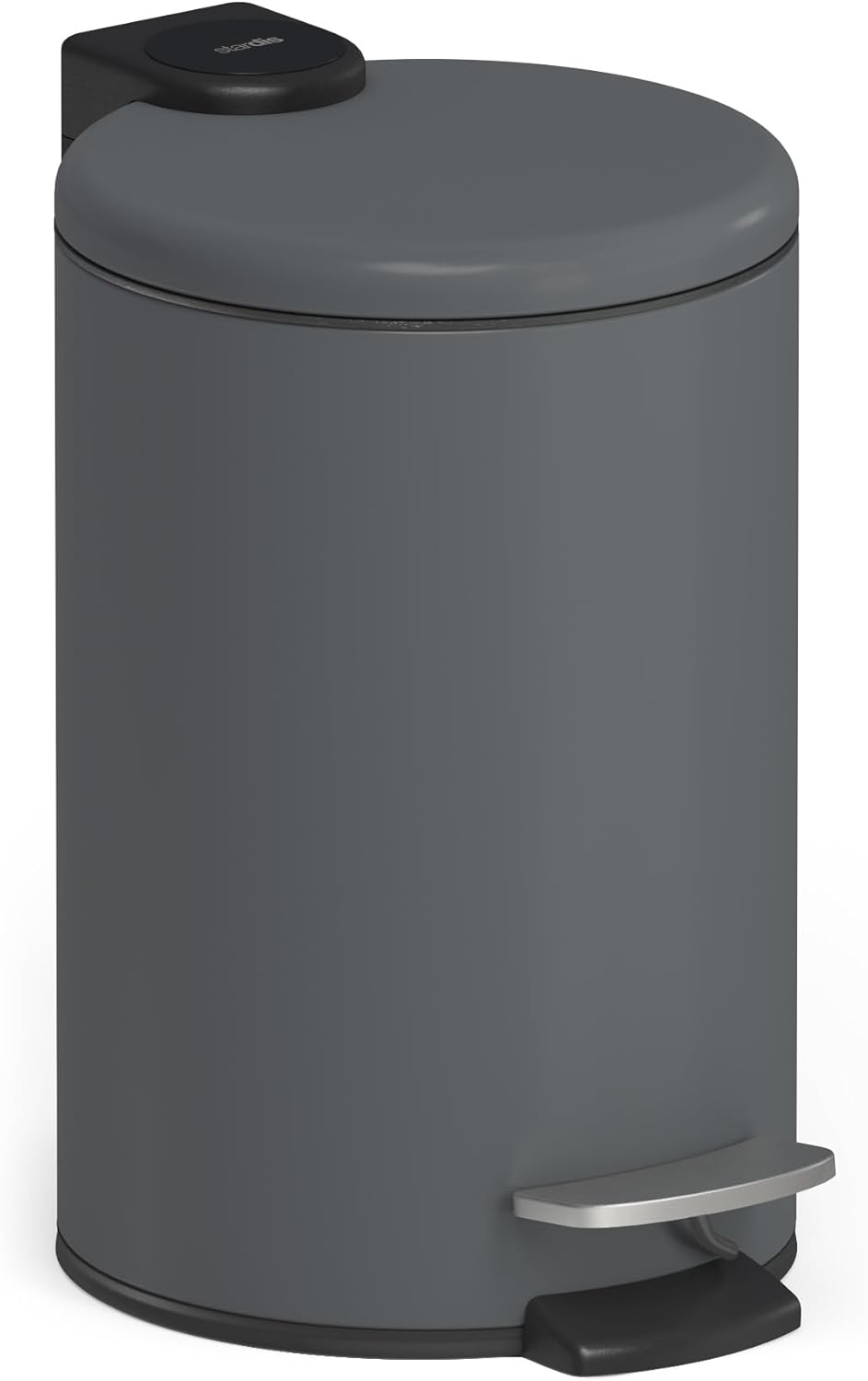 Stardis 3 Litre Pedal Bin Stainless Steel Dark Grey Matt with Soft-Close Mechanism, Folding Lid, Quiet Closing Soft Close with Inner Bucket, Cosmetic Bin, Waste