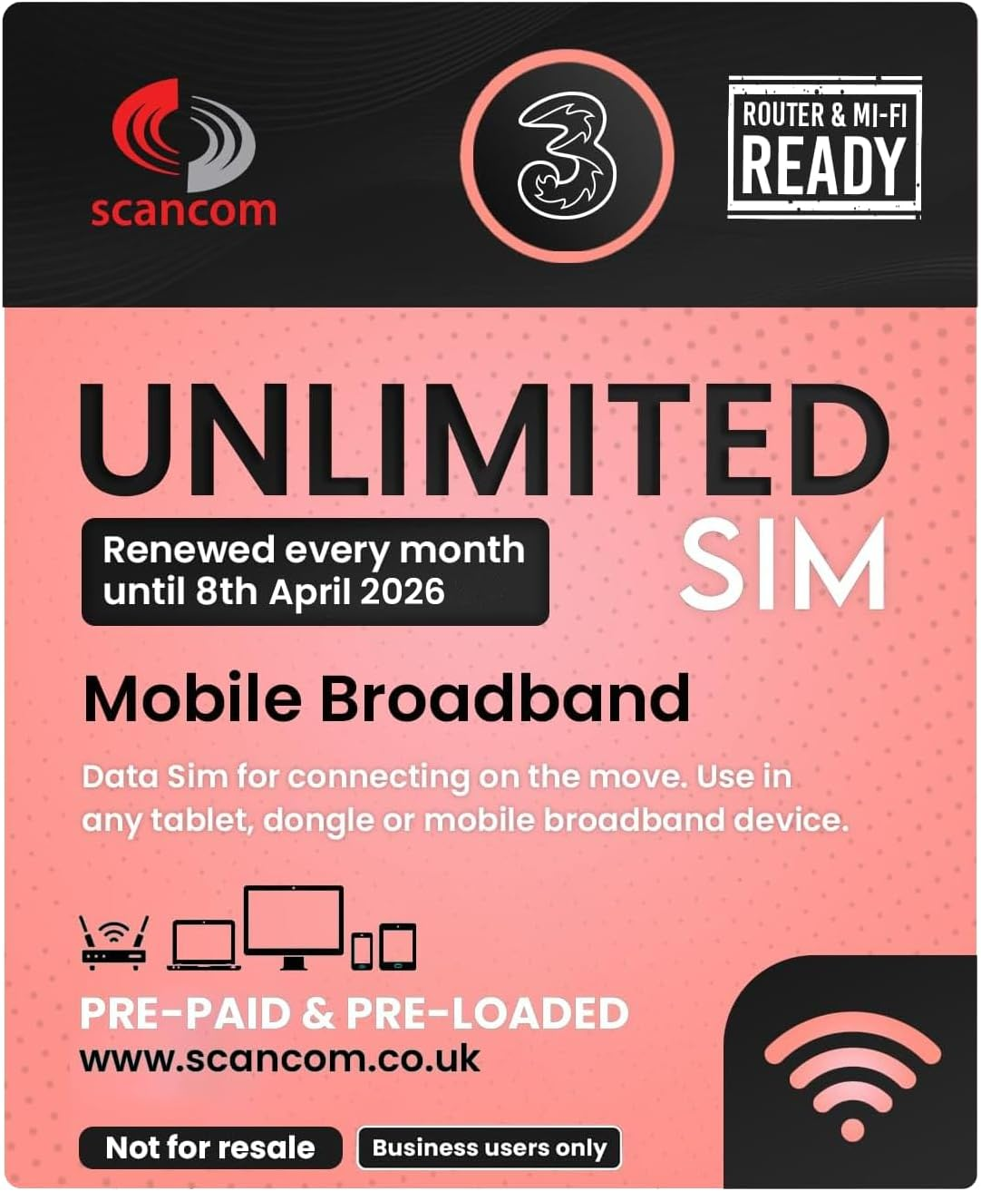 Three 1000GB 5G Data SIM - 1000GB Preloaded Every Month from Now until 8Th December 2025 - Perfect for Wifi Routers, Tablets & Phones - Business Grade Data image number 6