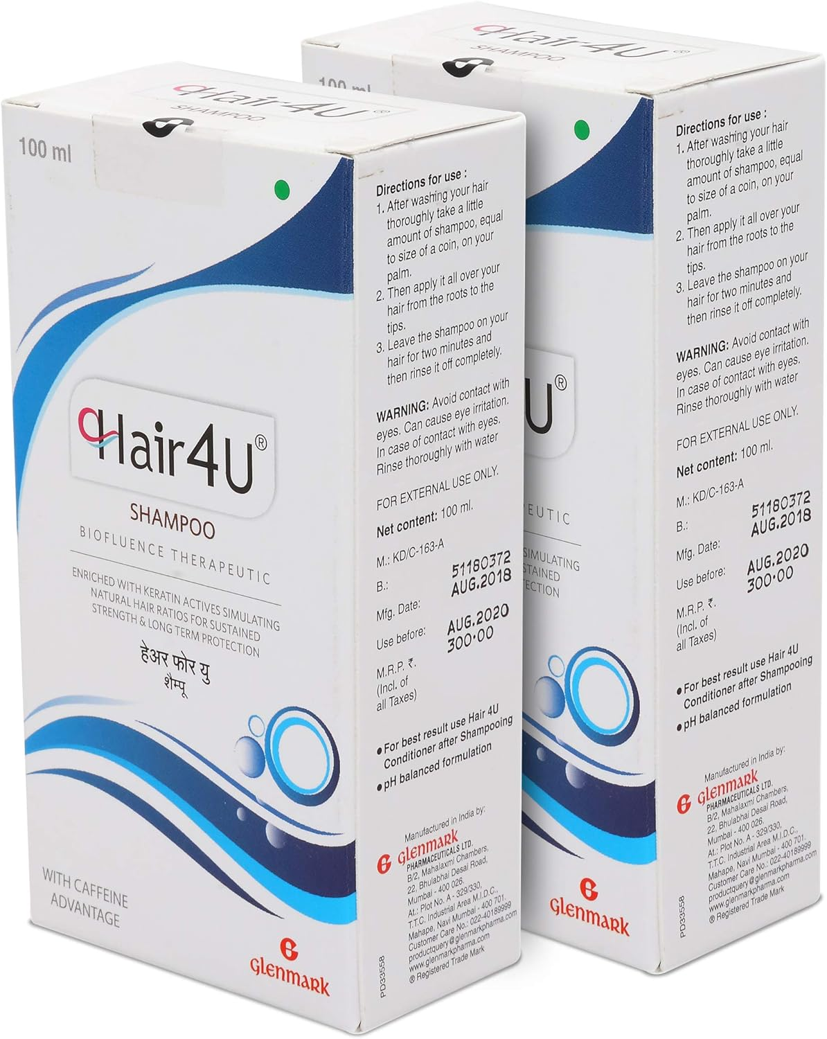 HAIR4U Glenmark Shampoo (100 Ml) - Pack of 2 image number 1