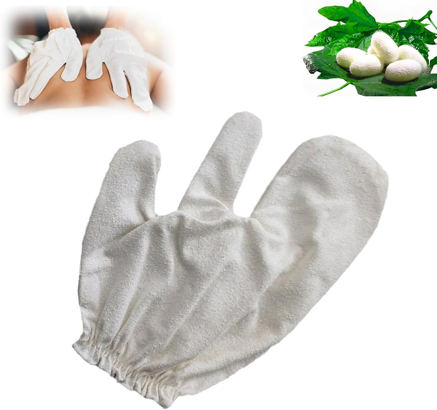 Garshana Gloves Raw Silk Massage Gloves Ayurvedic Massage, Body Exfoliating Gloves, Exfoliating Bath Massage Scrubbing Glove with Elastic Wrist Bands for Dry Brushing (2 PCS)