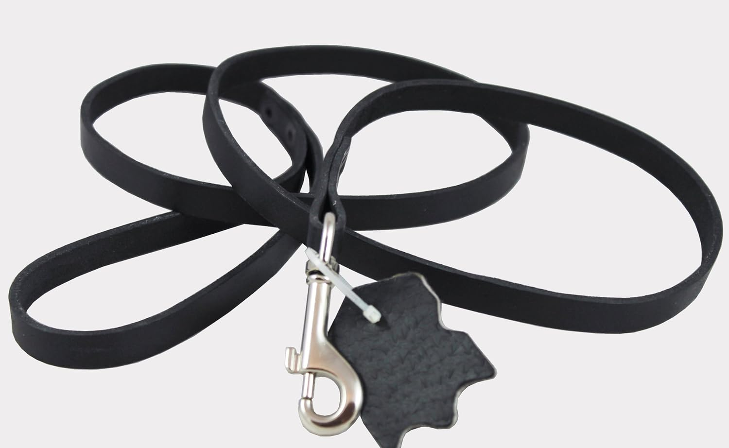 Genuine Leather Classic Dog Leash Black 1/2" Wide 4 Ft, Boston Terrier, Poodle, Puppies image number 2