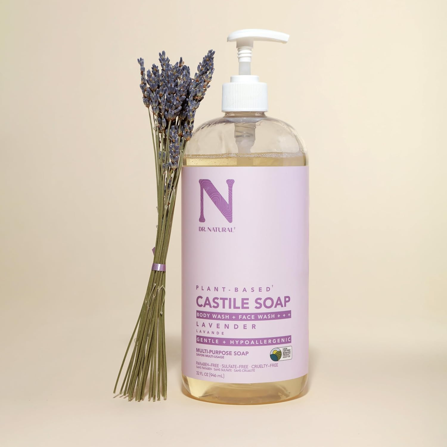 Dr. Natural Pure-Castile Liquid Soap, Lavender, 32 Ounce image number 4