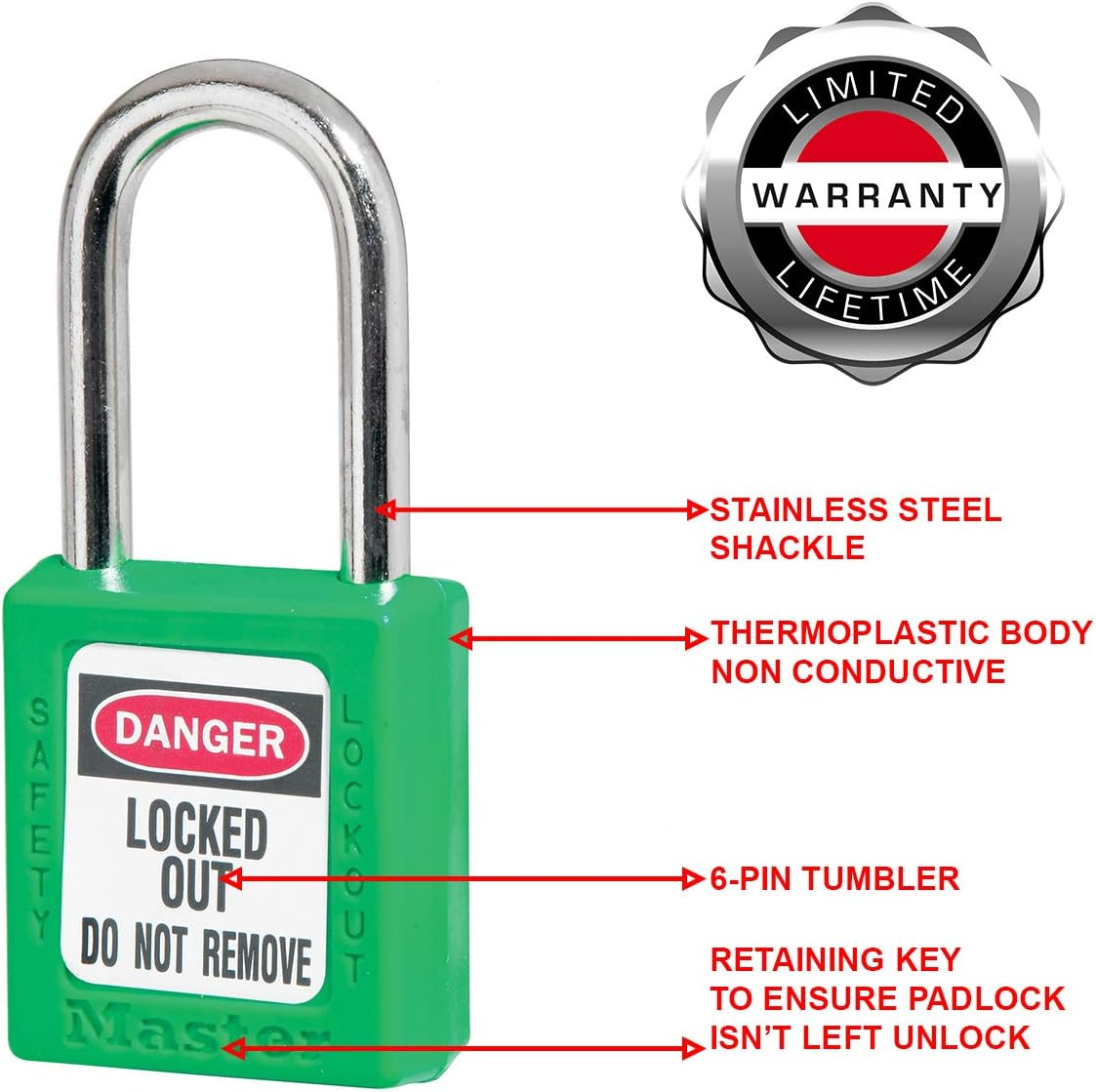 Master Lock 410 KD Safety Padlock, Green image number 3