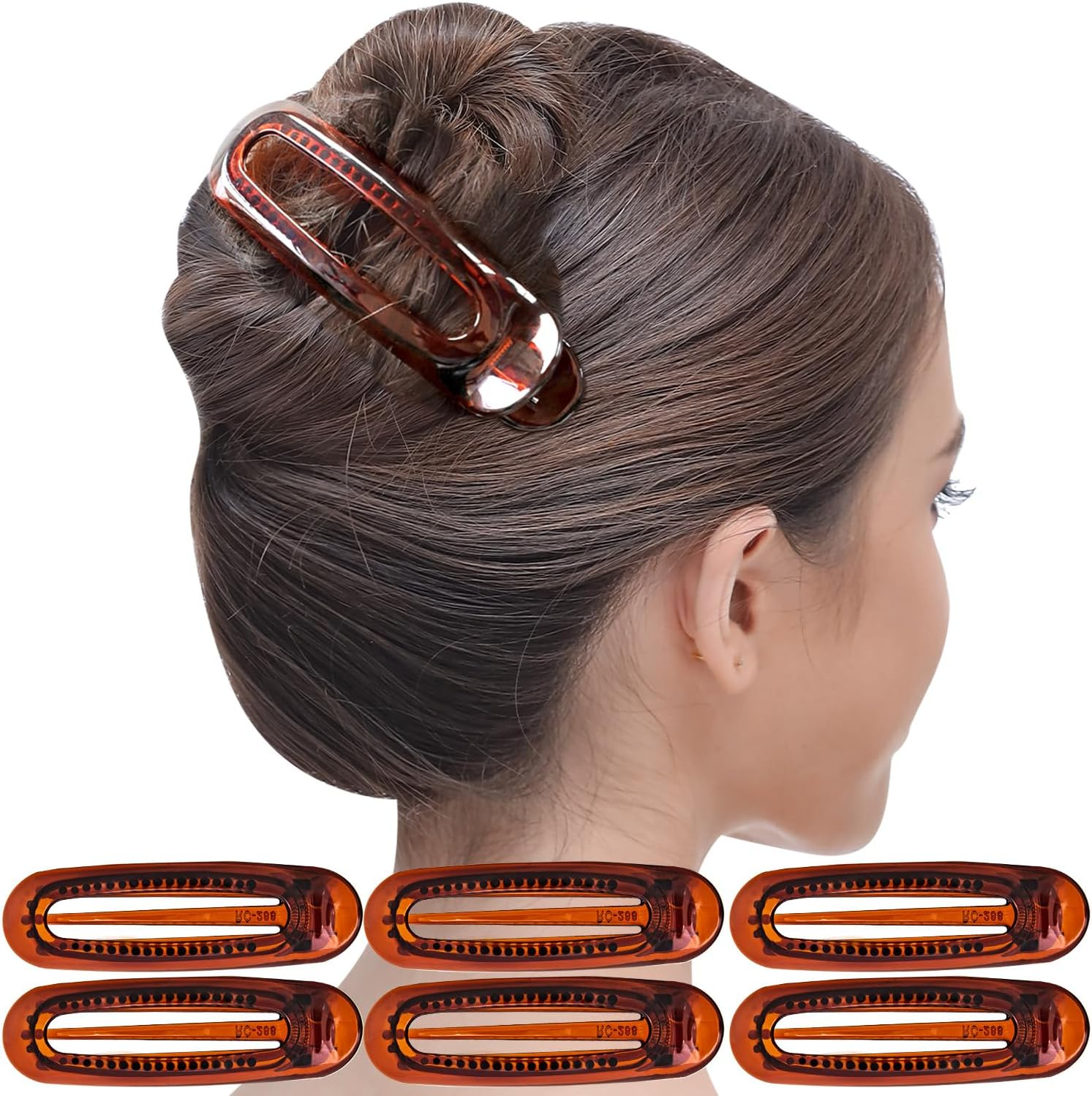 RC ROCHE 6 Pcs Flat Claw Hair Clips for Women Alligator French Barrette Long Thick Hair Duckbill Curved No Slip Grip Lay Flat Side Slide Firm Classic Styling, Large Jelly Candy Multicolor