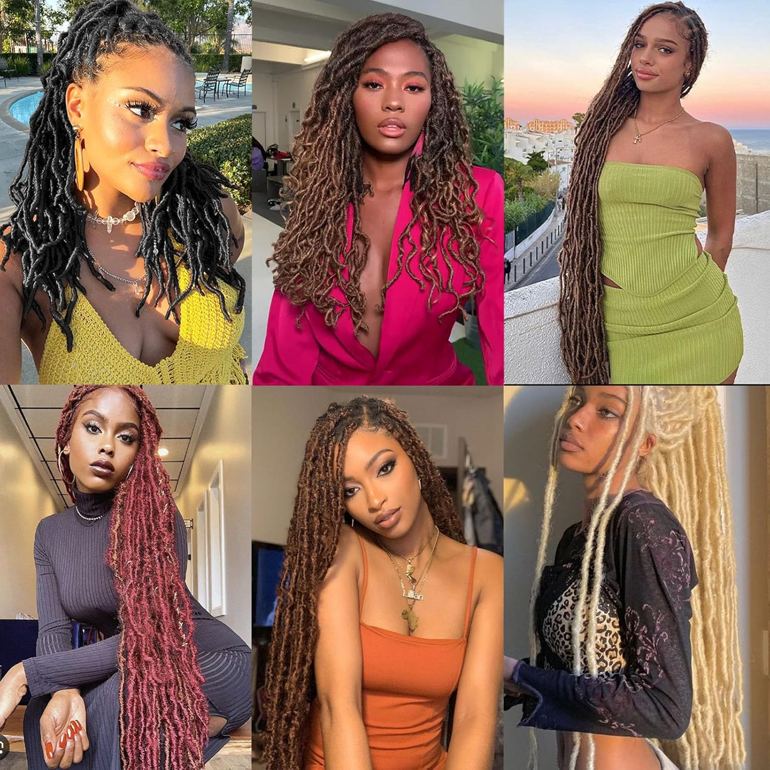 Samtress Long Goddess Soft Locs Crochet Braids 24 Inch New Faux Locs Crochet Hair 7 Packs Ombre Brown Pre-Looped Faux Locs Crochet Hair Extension for Women (#T30) image number 1
