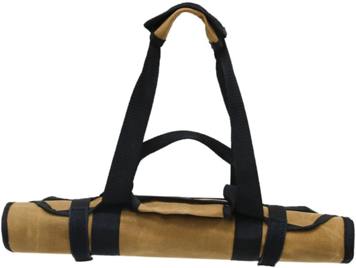 Waxed Canvas Firewood Tote Bag with Handles and Metal Buckle Log Carrier for Camping Outdoor Storage Garden Tools Picnic and Household Supplies image number 5