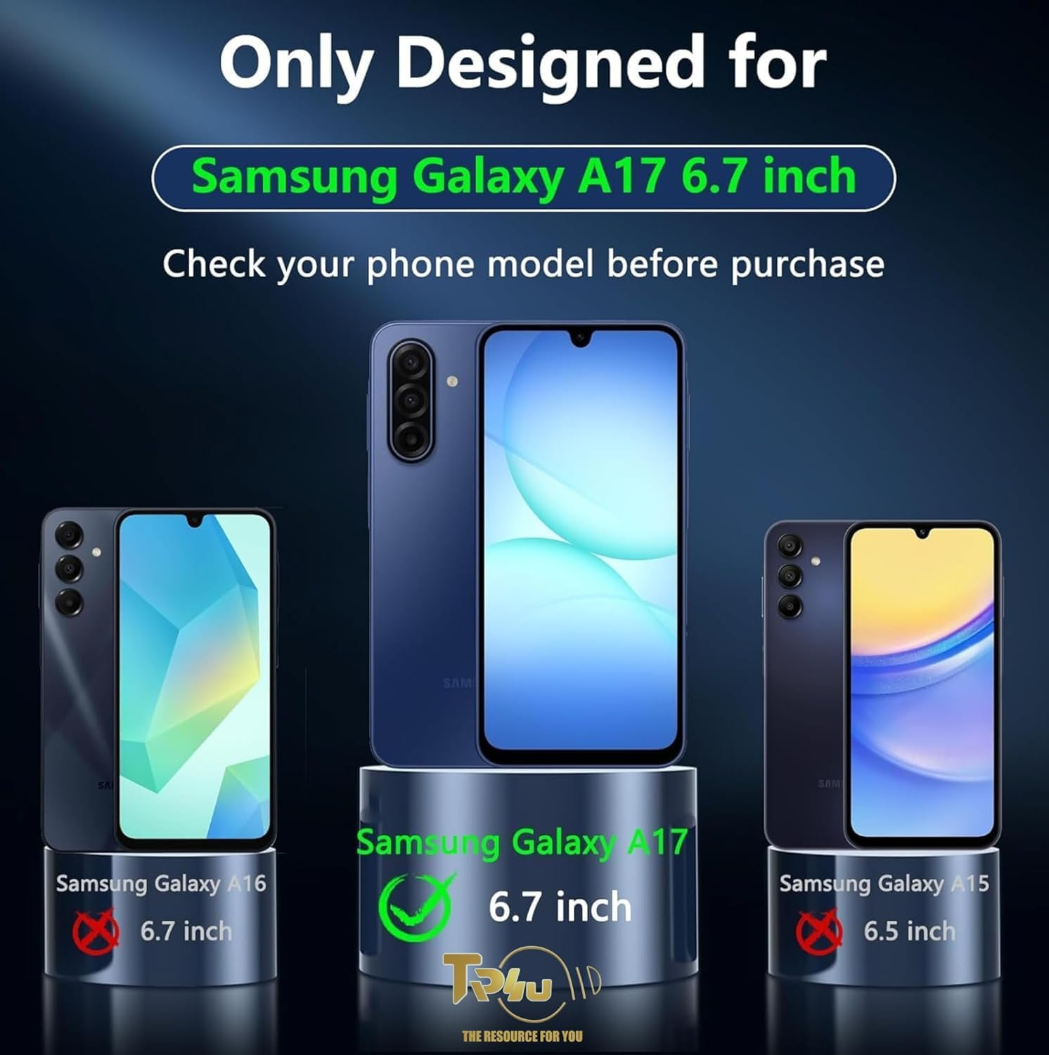 TR4U the Resource for You 2 in 1 Ring Kickstand Armor Case with 1-Pack Screen Protector Compatible with Samsung Galaxy A17 [Shockproof][Military Grade Protection] Protective Case for A17 (2025) image number 3