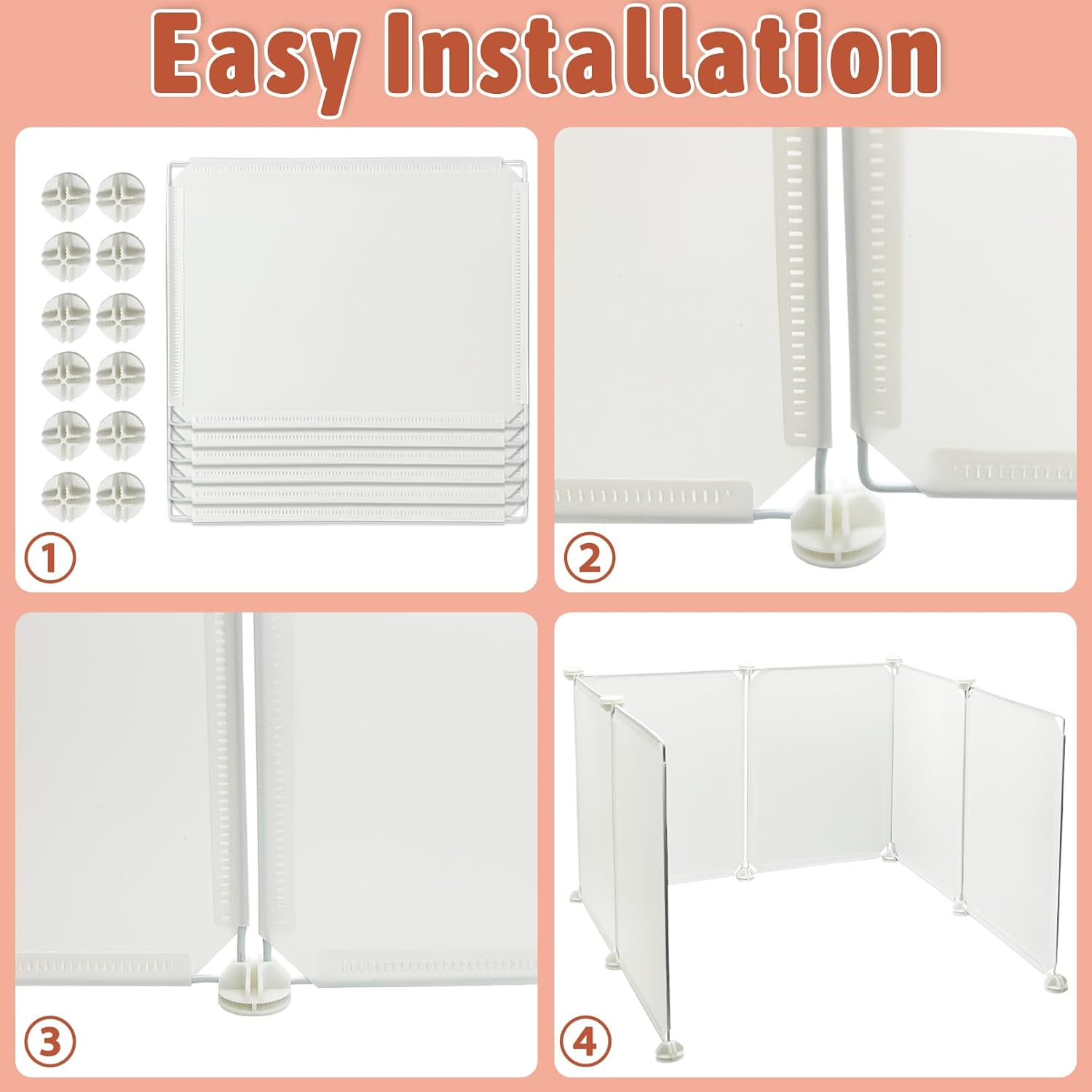 VCEPJH Cat Litter Box Enclosure Splash Guard Extra Large High Wall Pee Shields DIY Privacy Screen for Litterbox Barriers L24 Xw22.8Xh15.7 in White (Kitty Boxes Not Included) image number 4