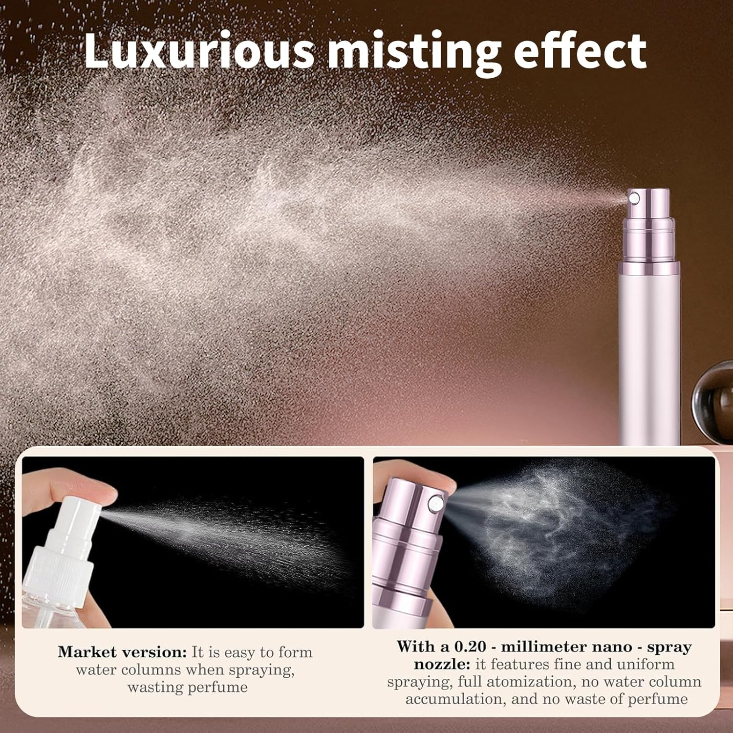 Raheem Pack of 2 Perfume Atomisers, 5 Ml Mini Perfume Atomiser for on the Go Perfume Filler with Protective Cap, Perfume Atomiser Refillable for Travel, Holiday, Camping, Business image number 3