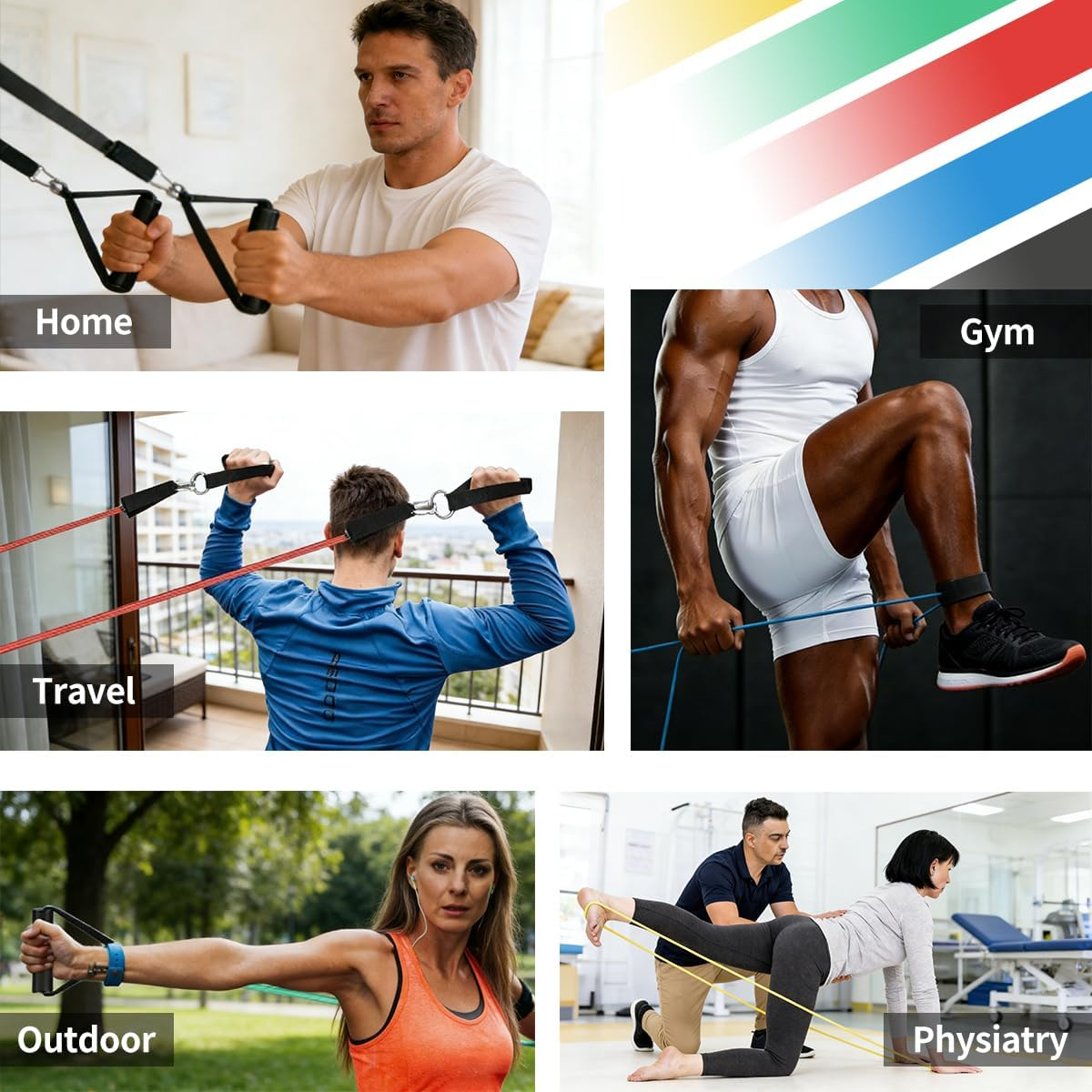 Vanteng Resistance Bands, Exercise Bands for Working Out with Handles, Elastic Workout Bands for Men Women, Exercising Bands for Fitness, Strength Training Home Gym Equipment image number 6