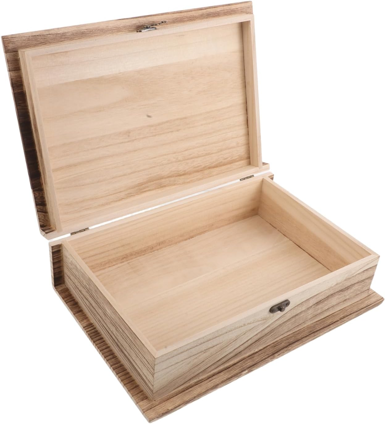 Wooden Book Storage Box with Hinged Lid Large Organizer for Jewelry Keepsakes and Memorabilia Vintage Style Decorative Container for Home Use image number 3
