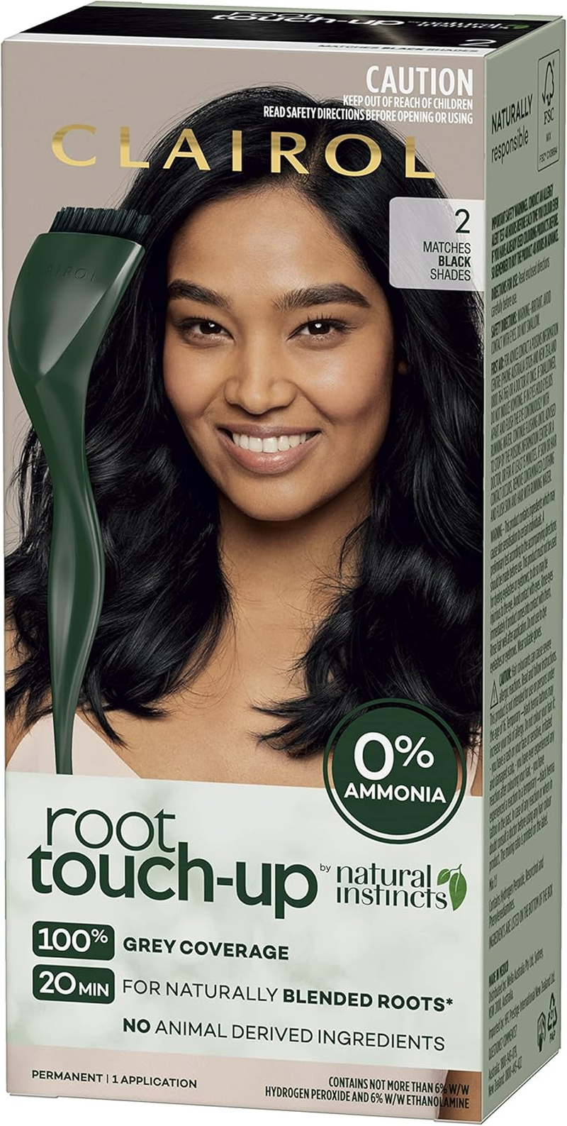 Clairol Root Touch up Natural Instincts 2 BLACK, 100% Grey Coverage, Naturally Blended Roots, 0% Ammonia, Permanent Root Colour - 4 Dark Brown image number 6