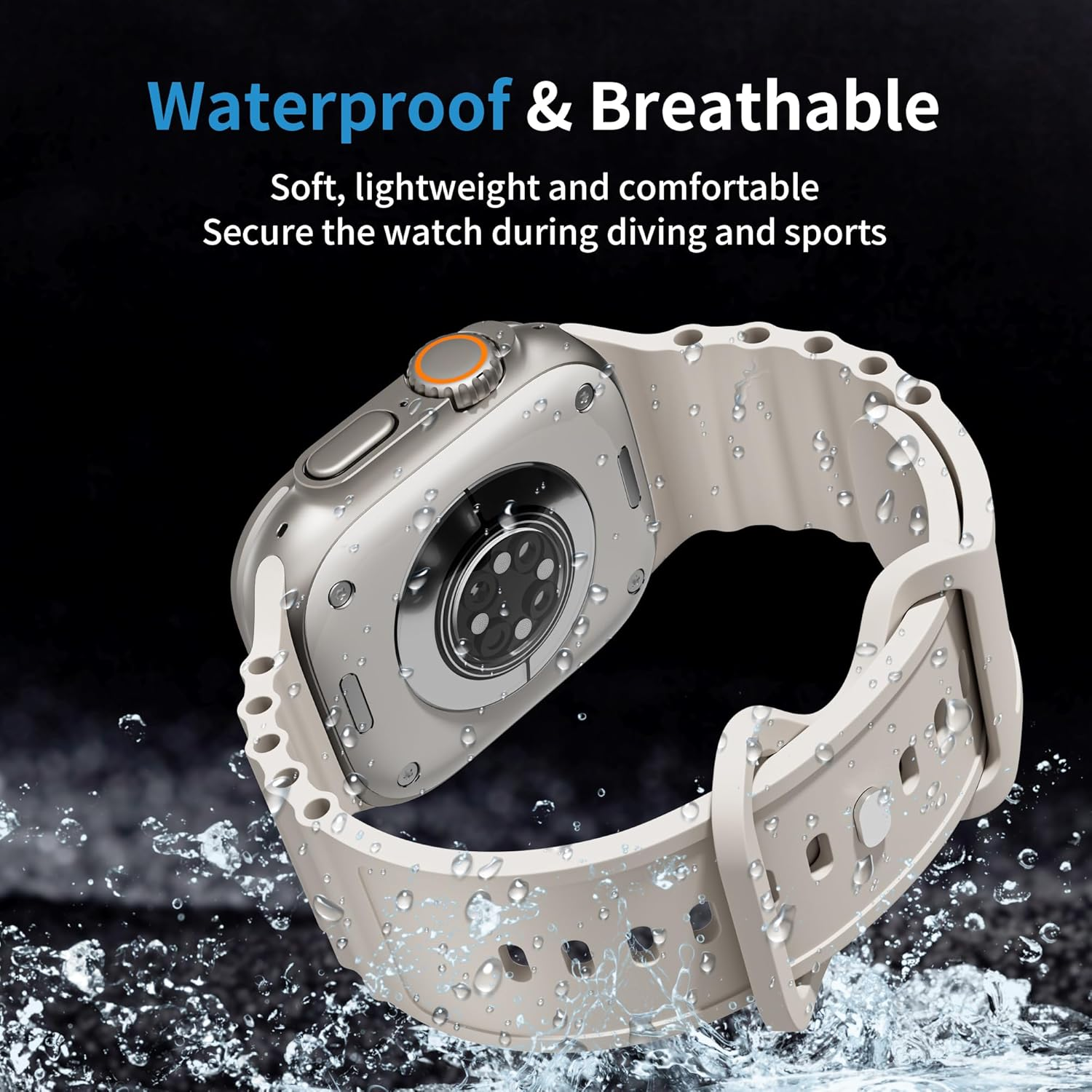 2 Pack Ocean Band for Apple Watch Strap 49Mm 42Mm 46Mm 44Mm 45Mm 41Mm 40Mm 38Mm Men Women,For Apple Watch Band Silicone Breathable Bracelet Wristband Iwatch Ultra3 Ultra Series 11 10 9 8 7 SE2 6 5 4 3 image number 5