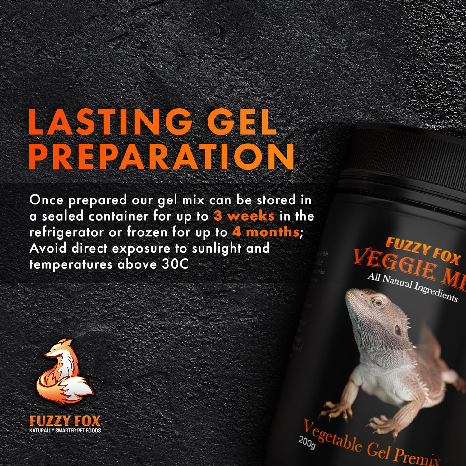 Fuzzy Fox Veggie Mix, Vegetable Gel Premix Reptile Food with All-Natural Ingredients, Reptile Food with Balanced Vitamins and Minerals, 65G image number 5