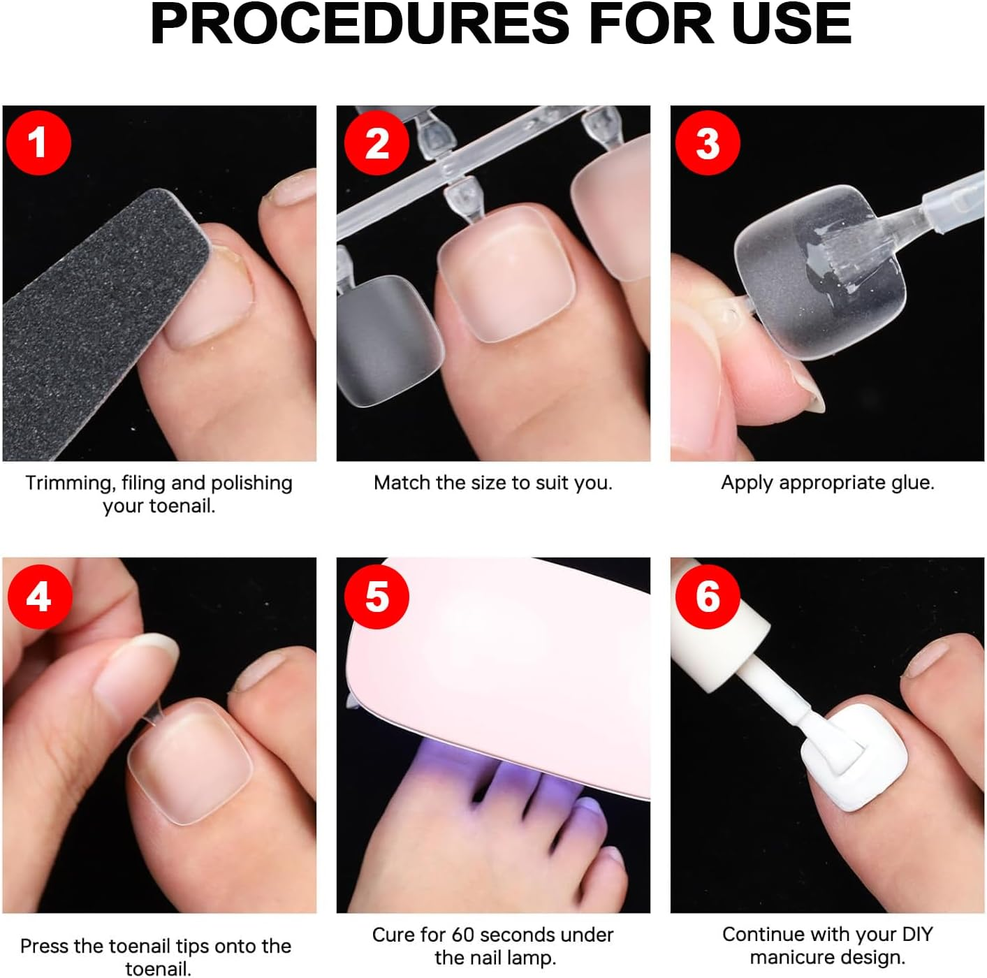 MUSILAN 1500 Pieces False Nails Feet, 15 Sizes Matte Acrylic False Nails Foot, Full Cover Feet Nails, American Nail Tips for Women Girls Salon Manicure Nail Art image number 4