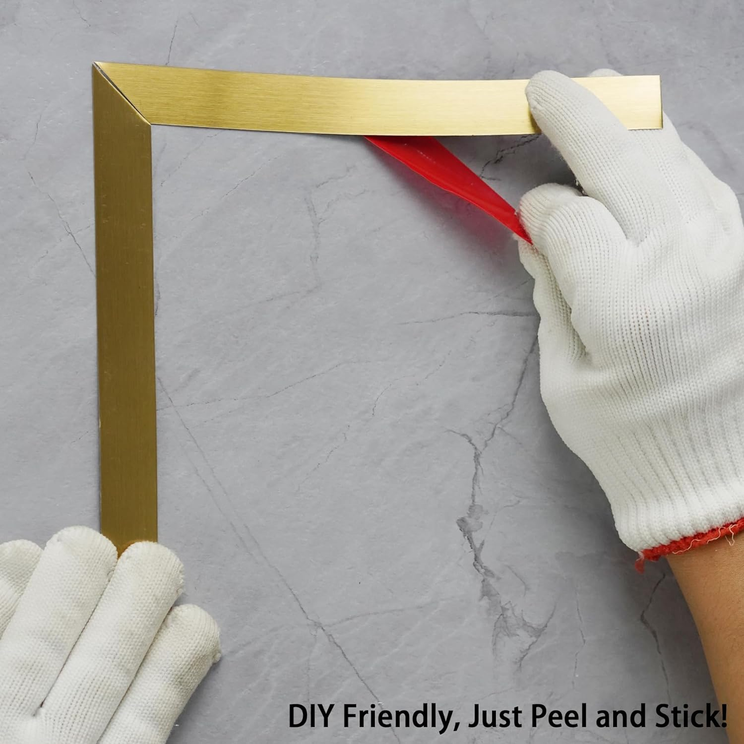 Hungbak Peel and Stick Metal Trim, Flexible Stainless Steel Molding for Wall, Fireplace, Mirror Frame, Craft and Home Decoration (Shiny Gold, 12M X 5Cm) image number 2