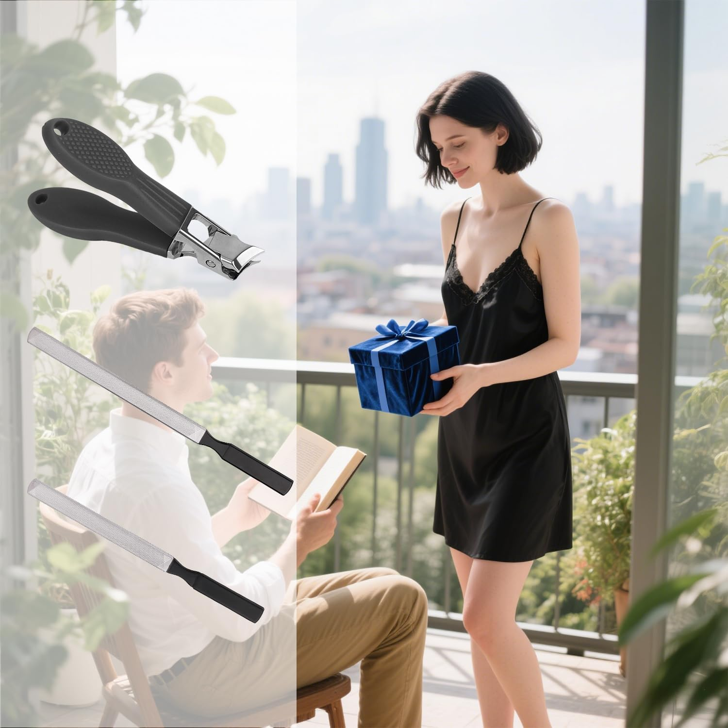 BOXOB Black Nail Clippers, Stainless Steel Household Nail Clipper Files Wide Jaw Opening Anti-Splash Slanted Fingernail Trimmer for Women and Men Pet image number 6