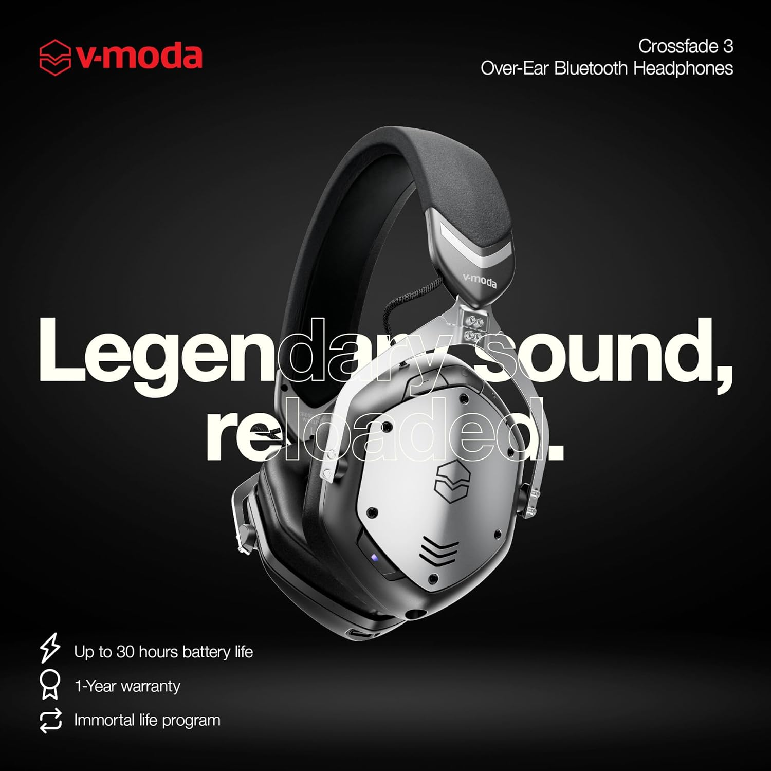 Crossfade 3 Wireless Headphones Gun Metal/Black image number 6