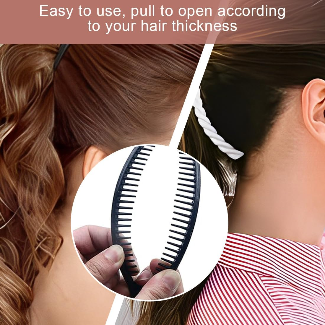 ZORVUJI Pack of 6 Banana Hair Clips, Vintage Hairpins, Banana Clamps, Fish Tail Hair Clips, Ponytail Banana Clip, Hair Accessory for Women and Girls image number 2