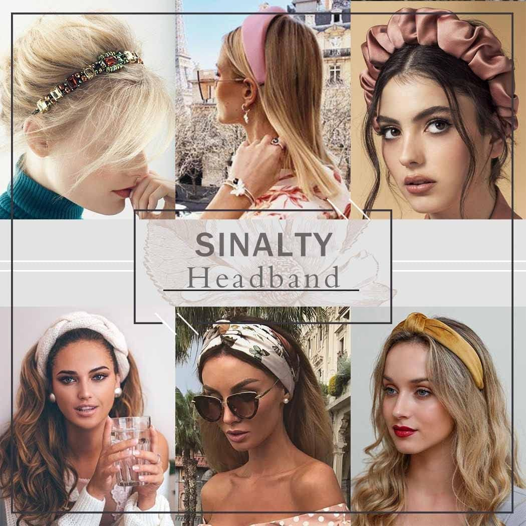 Sinalty Gold Pearls Headbands Baroque Rhinestones Hair Bands Crystal Hair Hoop with Beaded Hair Ties for Women (Fashion) image number 2