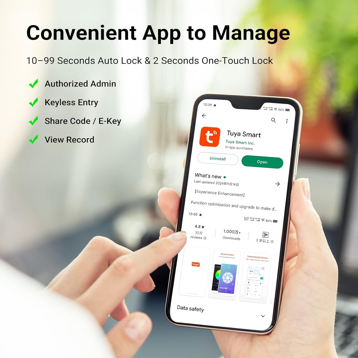 LIWEGHT Smart 3In1 Fingerprint Door Lock Keyless Entry with Biometric Handle, Auto-Lock, Bluetooth & App Control for Front Door, Bedroom, Office (Silver) image number 1