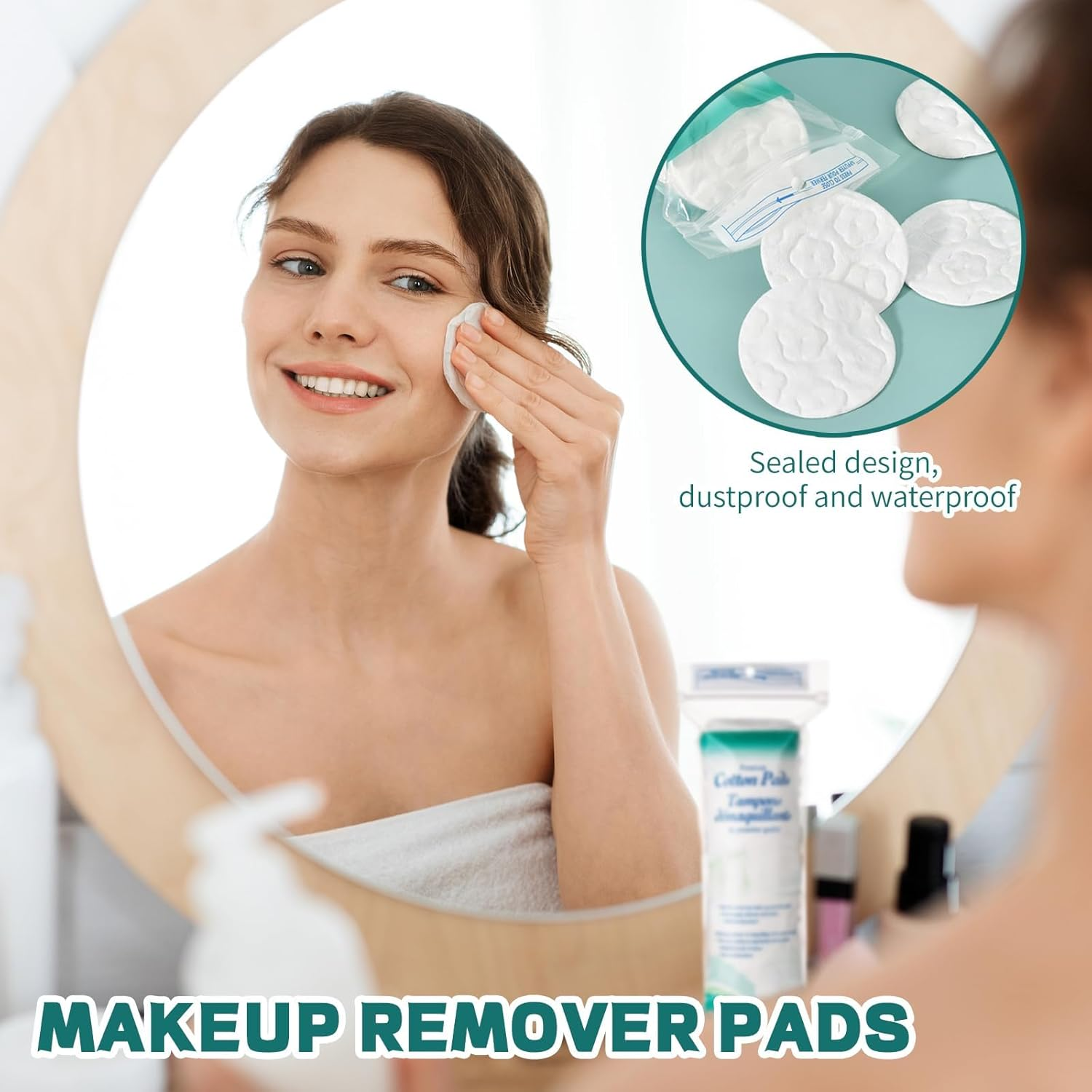 Premium Cotton Rounds, Makeup Remover Pads, Pure & Natural Facial Cleansing round Pads, Lint-Free (5 PACK, 500 Count) image number 5