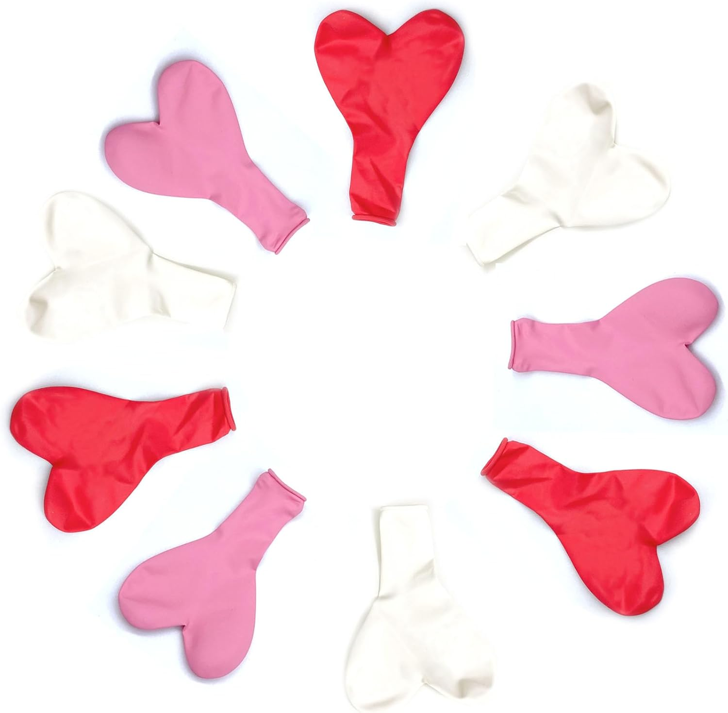 YUESUO Heart Shape Balloons for Valentines Day,Propose Marriage,Birthday Party Graduation 3 Style,12 Inch,Pack of 30 With1 Pink Ribbon (White+Red+Pink) image number 2