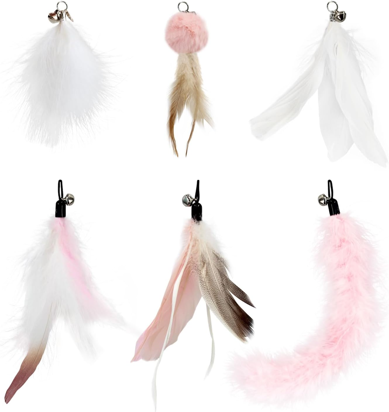 SONGWAY Cat Toy Wand Replacement - 4 Pieces Cat Toys, Cat Feather Toy Refills, Cat Teaser Wand Attachments, Interactive Cat Toys for Indoor Cats 4 Feather Refills