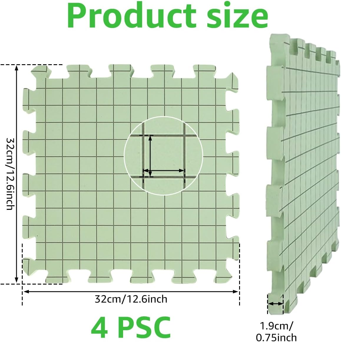 4PCS Blocking Mats for Knitting & Crochet Projects, 0.75In Extra Thick Foam Crochet Blocking Board with 100 T-Pins, Grid Blocking Board, Reusable Foam Crochet Accessories for Knitting Lover image number 6