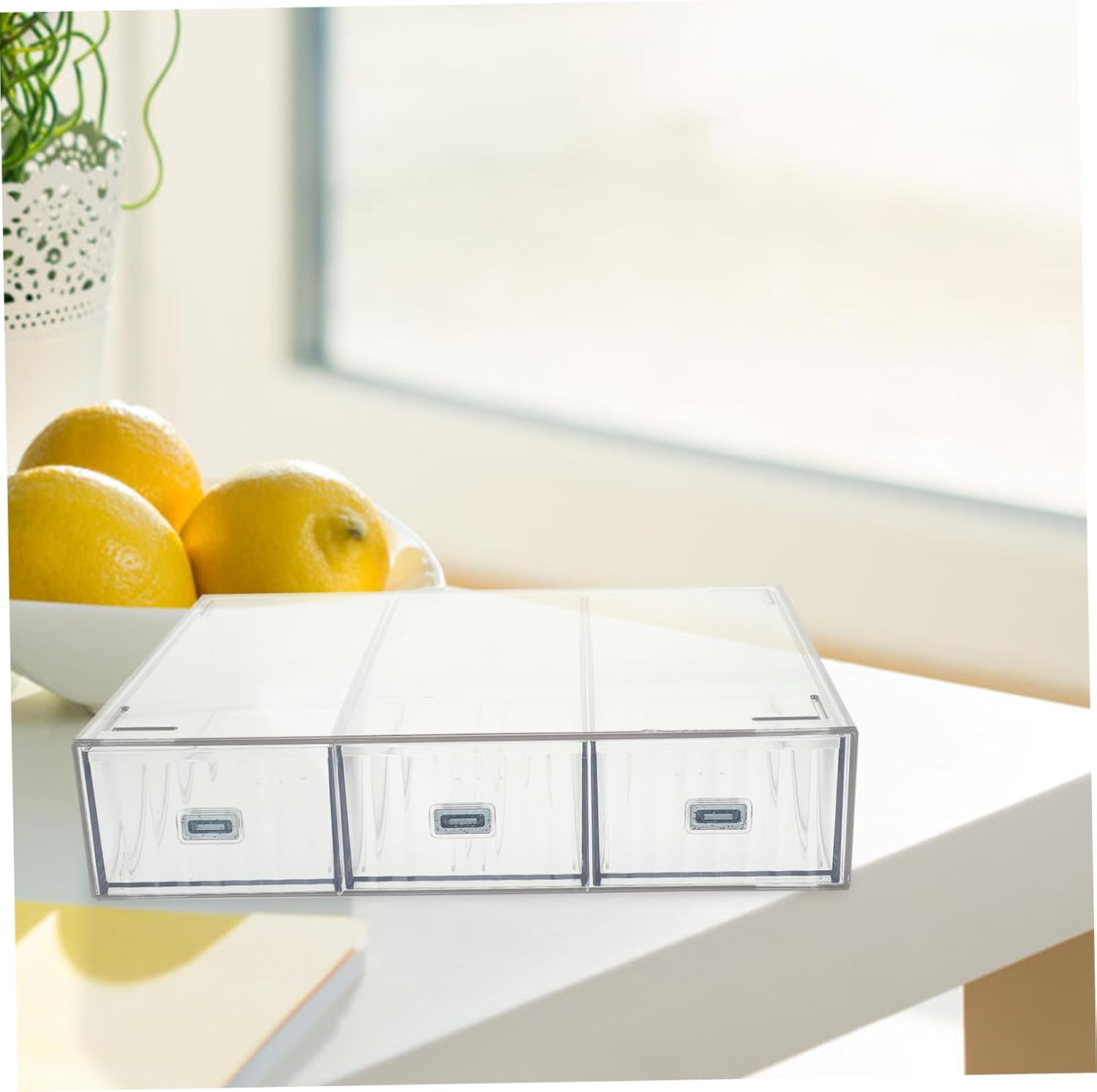 CANIGHT Desk Storage Organizer with Drawers Stackable Transparent Storage Box for Office Supplies and Cosmetics Multi Desktop Organizer for Badges Clips and -Saving Design for Efficient image number 3