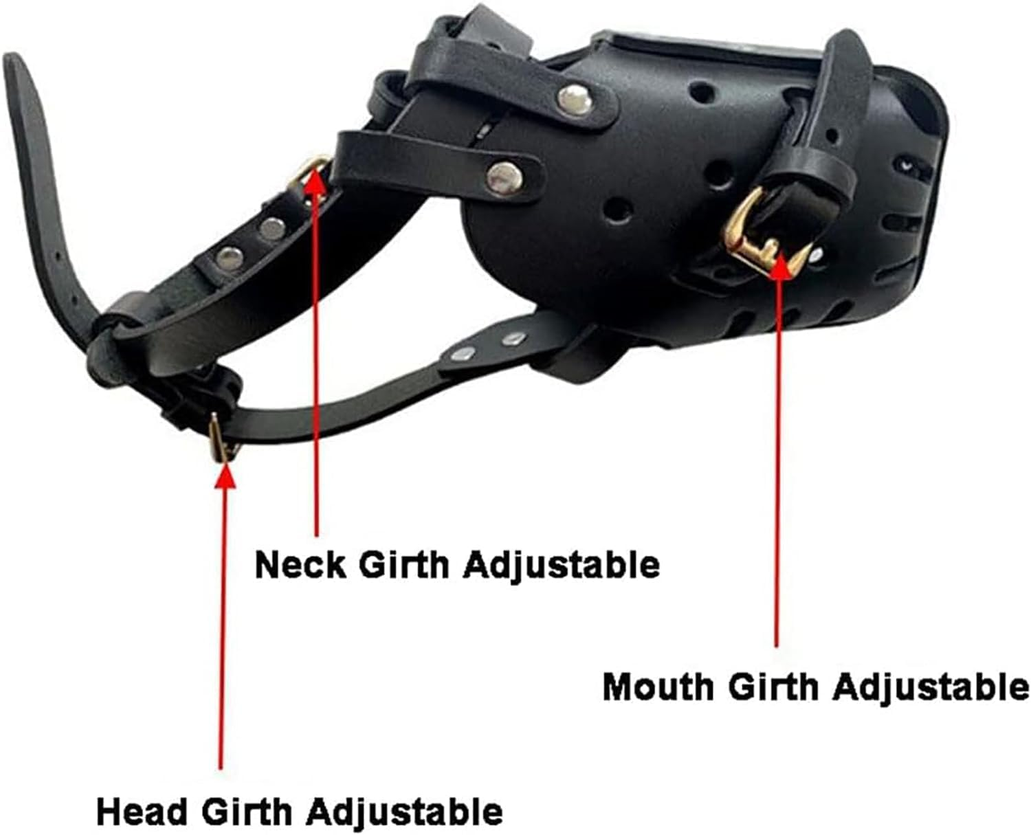 German Shepherd Malinois Muzzle, Leather Mouth Guard for Biting, Chewing, Grooming, Adjustable, Breathable, for Medium and Large Dogs, Black, Neck Circumference - 35 X 50 Cm image number 5