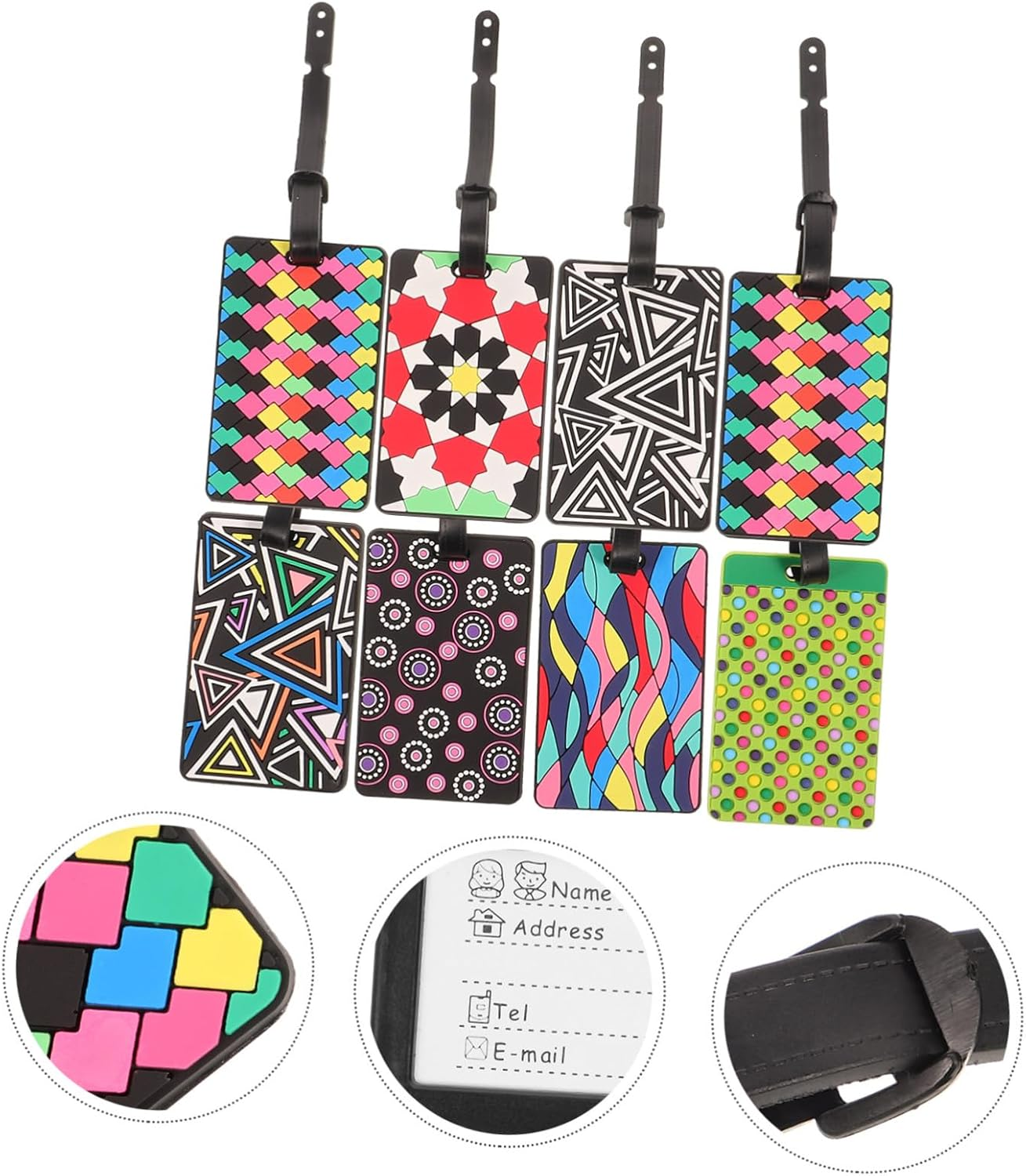 BUTIFULSIC 8Pcs Korean Version Luggage Tag Travel Accessories Baggage Labels Bright PVC Id Tags for Suitcases