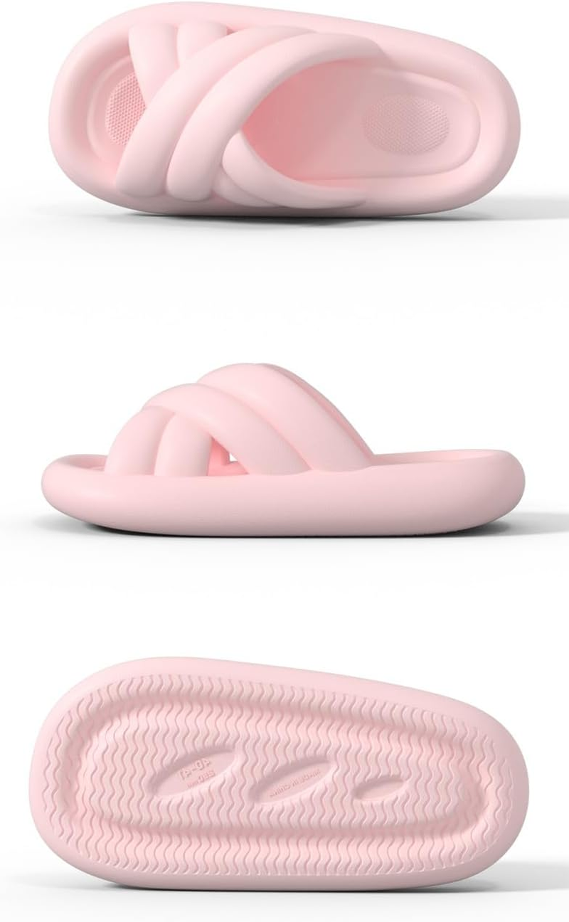 Pillow Slippers for Women and Men Non Slip Quick Drying Shower Slides Bathroom Sandals ，Ultra Cushion ，Thick Sole（Size：40-41，Green） 06 image number 1