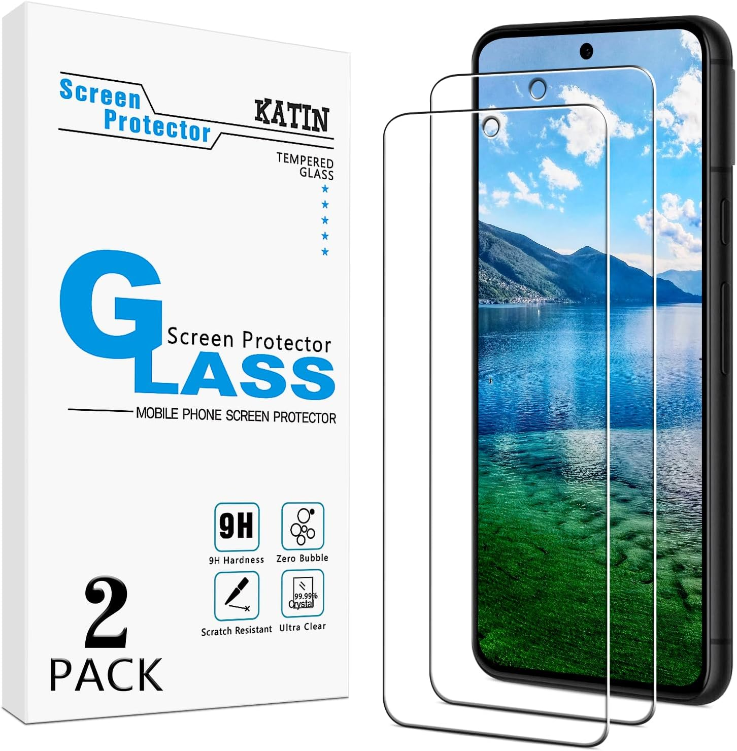 KATIN 2 Pack Tempered Glass Screen Protector for Google Pixel 8A 6.1 Inch, 9H Hardness, anti Scratch, Easy to Install image number 3