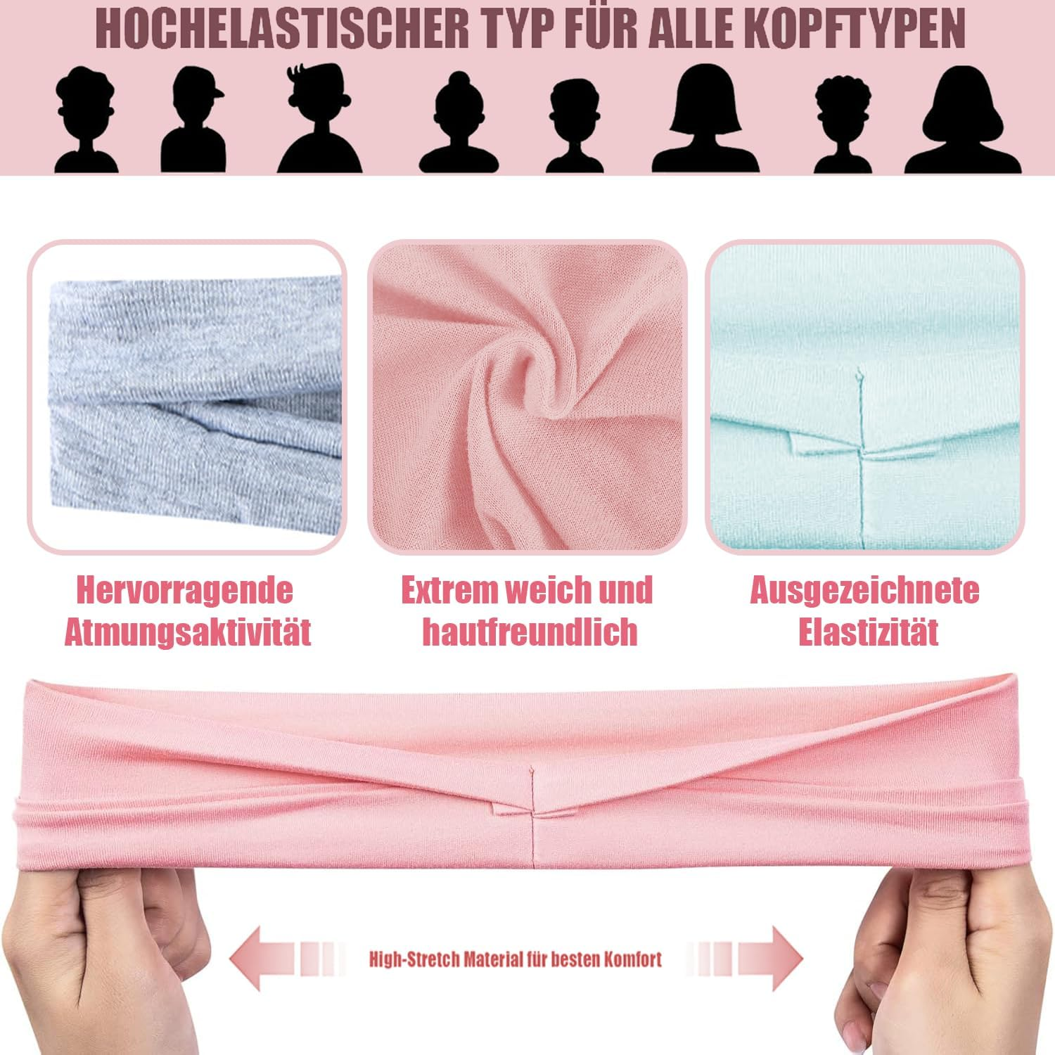 Norhogo 7 Pieces Women'S Headbands, Wide Headband, Non-Slip Hair Bands, Elastic Headband, Thin Summer Headband, Workout Yoga Exercise Headbands for Yoga, Exercise, Workout, Running, Gym, 10 Cm X 22 Cm image number 2