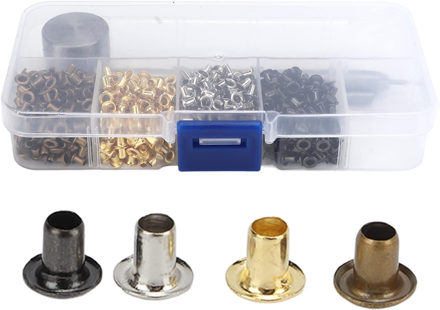 2Mm Plated Copper Metal Grommet Kit with Eye Buckles for Shoelaces, Beltsconvenient Grommets Set with Plastic Storage Box