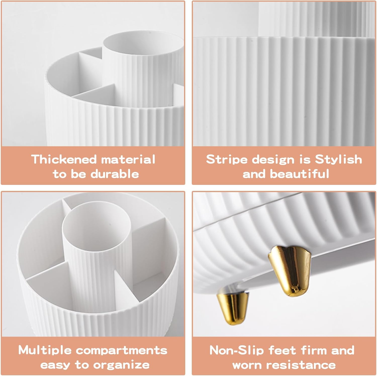 360&deg; Rotating Makeup Organizer Countertop, Lazy Susan Organizer, Makeup Organization Skincare Storage for Vanity, Desktop, Bathroom (Rotate Makeup Organizer Large-White) - Bling Dz-Purple image number 2