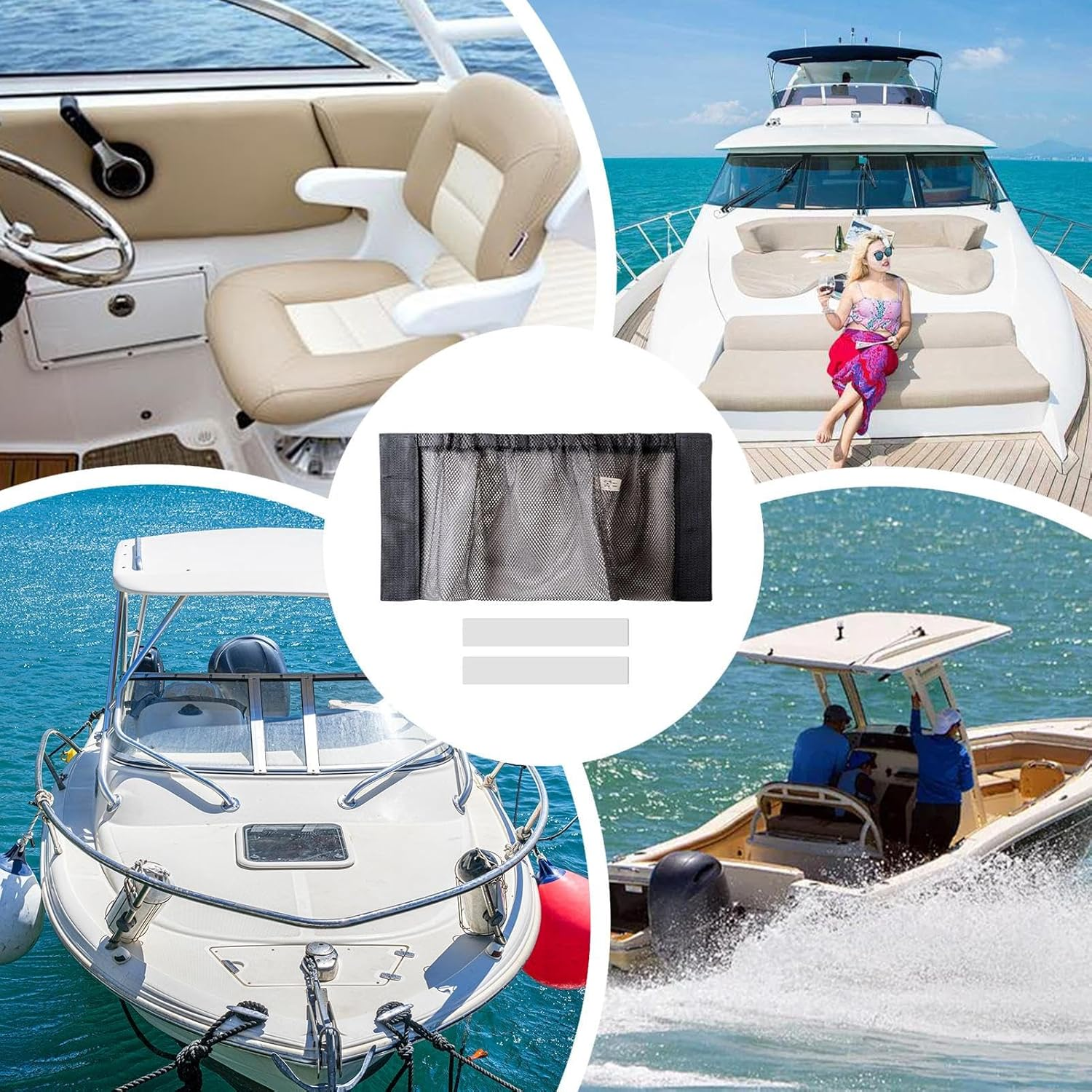 Boat Storage - Leakproof Marine Organizer Mesh Bag | Adhesive Net Marine Organization for Gear Gadgets Accessories Boating Traveling Trip Rope Flashlight Gloves Tackle image number 5