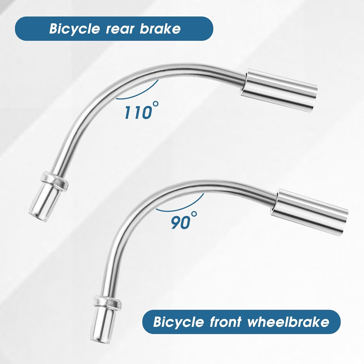 Trinkrittey Bike Brake Noodle Cable Guide Pipe Set - 8 Pcs (4X 90&deg; Bend Pipes + 4X Rubber Boots) - Silver - Plastic & Stainless Steel - Fits Most Bicycles - Easy Installation image number 6