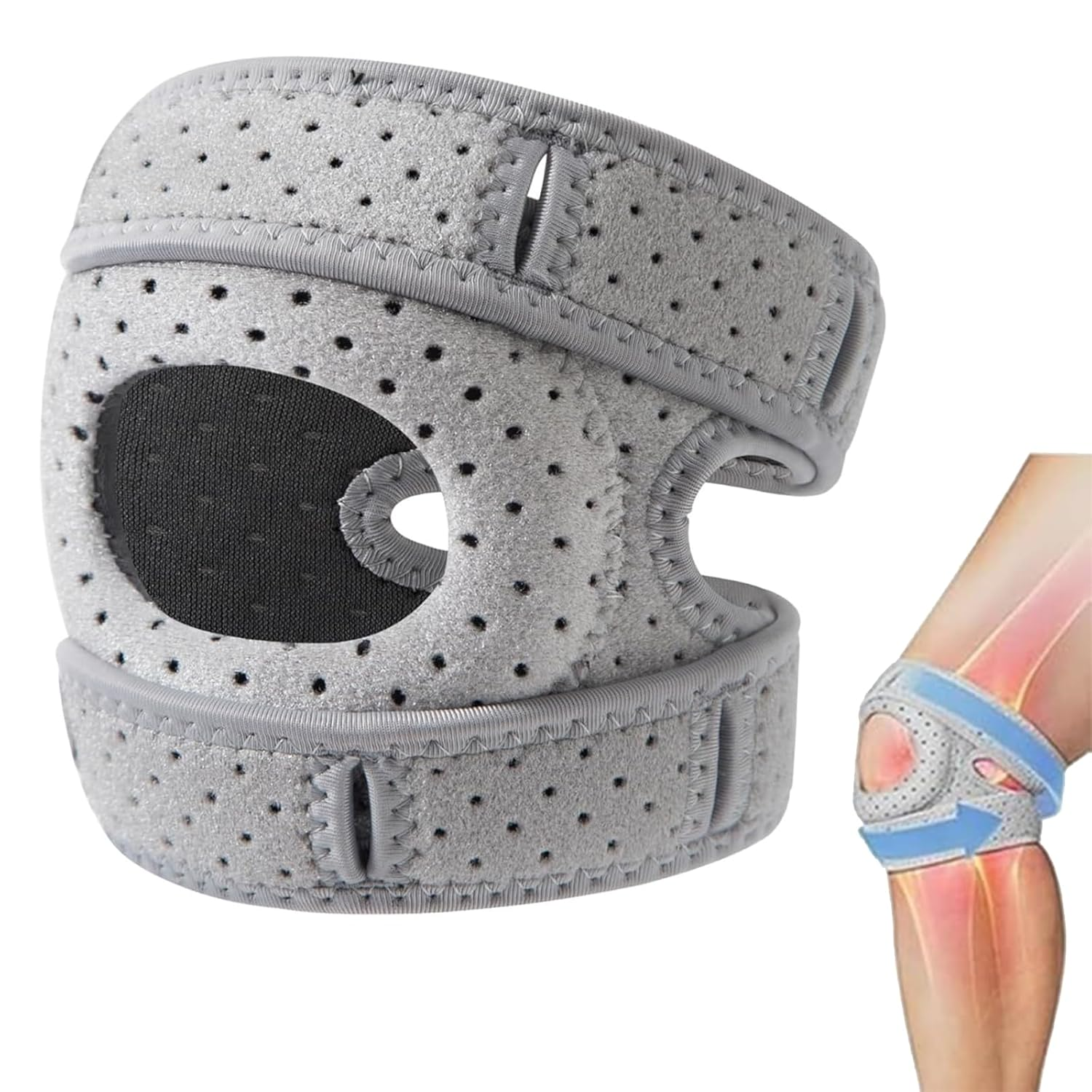 Rhoyee Wellknee Adjustable Knee Brace with Side Stabilizers Patella Gel Pads Pain Relief Support for Meniscus Tear, Arthritis, Injury Recovery, Sports,Running &ndash; 1 Pcs(Gray, S/M)