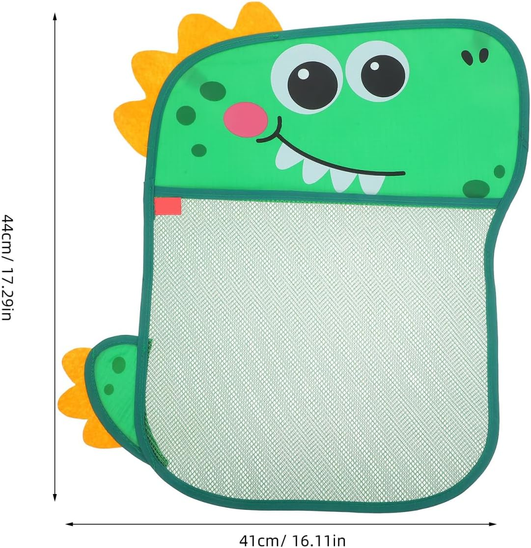Dinosaur Suction Cup Storage Bag - Creative Green Breathable Mesh Toy Organizer with Hanging Hook for Kids Bathroom and Home Use image number 6
