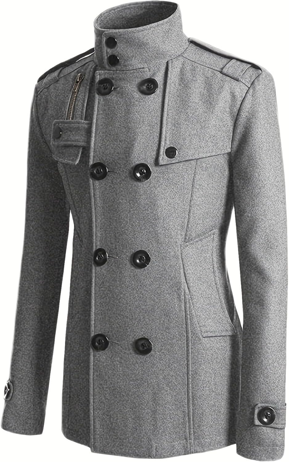 Men'S Long Sleeve Tops Double Breasted Slim Fit Pea Coat Jacket Classic Outerwear (Gary,3X-Large)