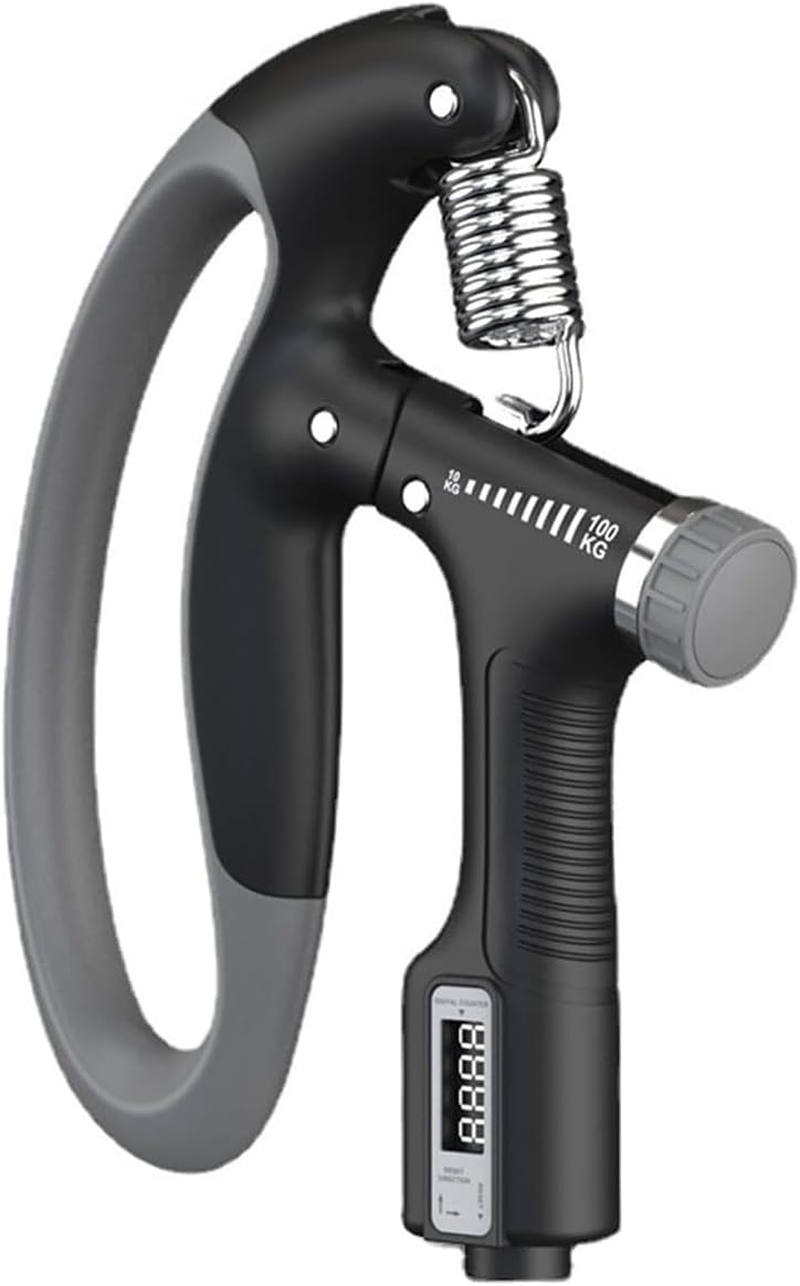 AIMALL Adjustable R-Type Grip Strength Trainer with LCD Counter, 5.7X6.29In, Hand Finger Arm Exercise Device for Men & Women, Durable Steel Spring Fitness Tool