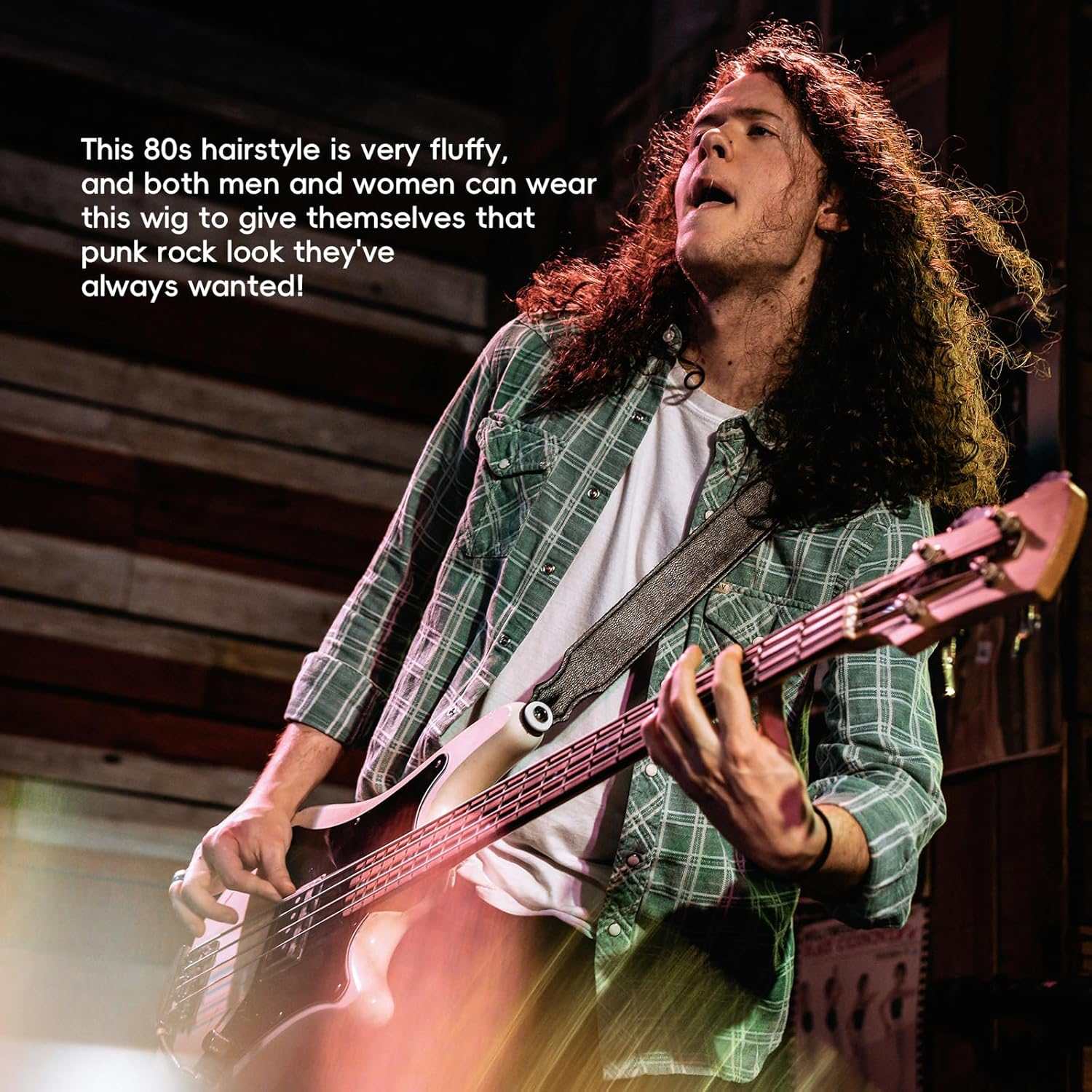 Xlihdzum Retro Hippie Rock Costume Men'S Long Curly Wig Black Curly- Disco Costume Men'S Party 70'S 80'S 90'S Mullet Wig for 80S Men Mens Wig Halloween Rave Cosplay image number 3